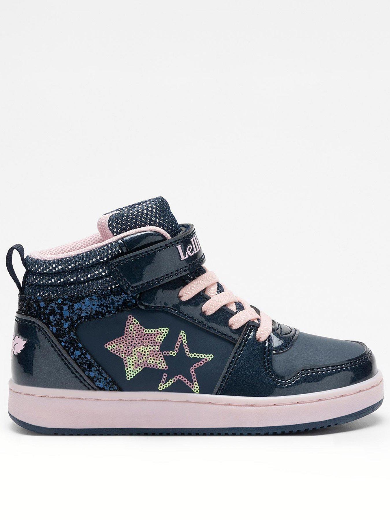 undefined Serena Sequin Heart High Top Trainer - Navy