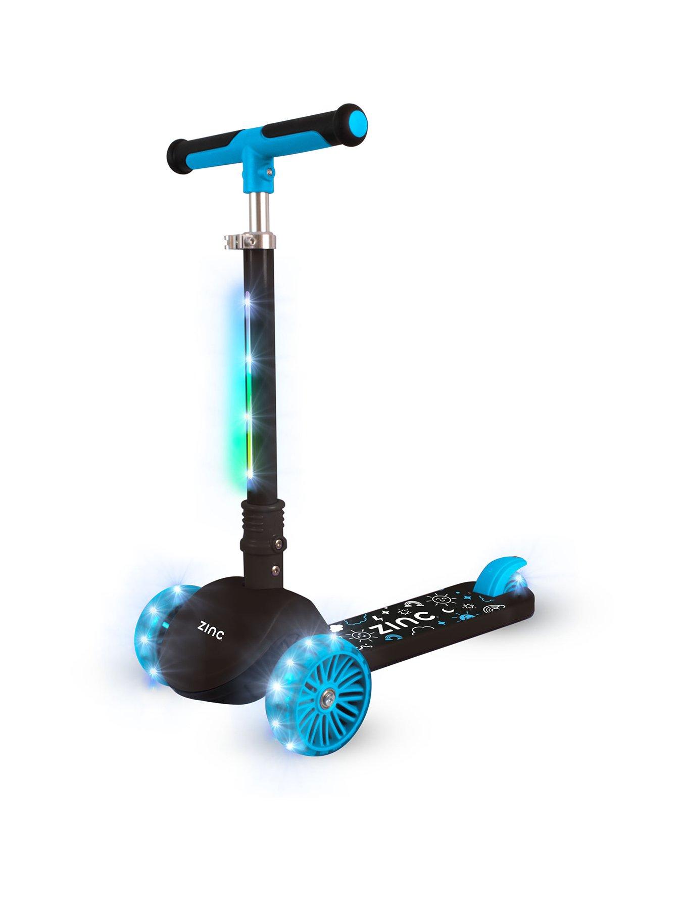 Image 1 of 8 of Zinc Three Wheeled Folding T-Motion Shine Scooter - Blue