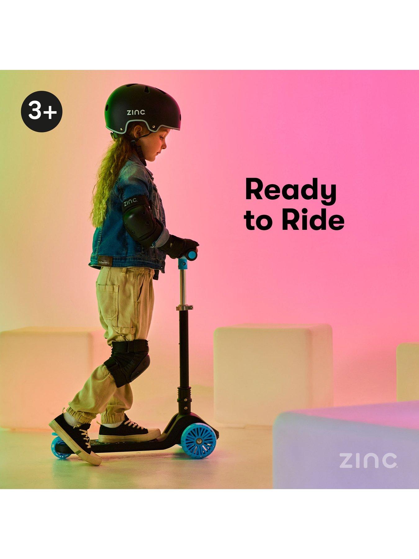 Image 2 of 8 of Zinc Three Wheeled Folding T-Motion Shine Scooter - Blue