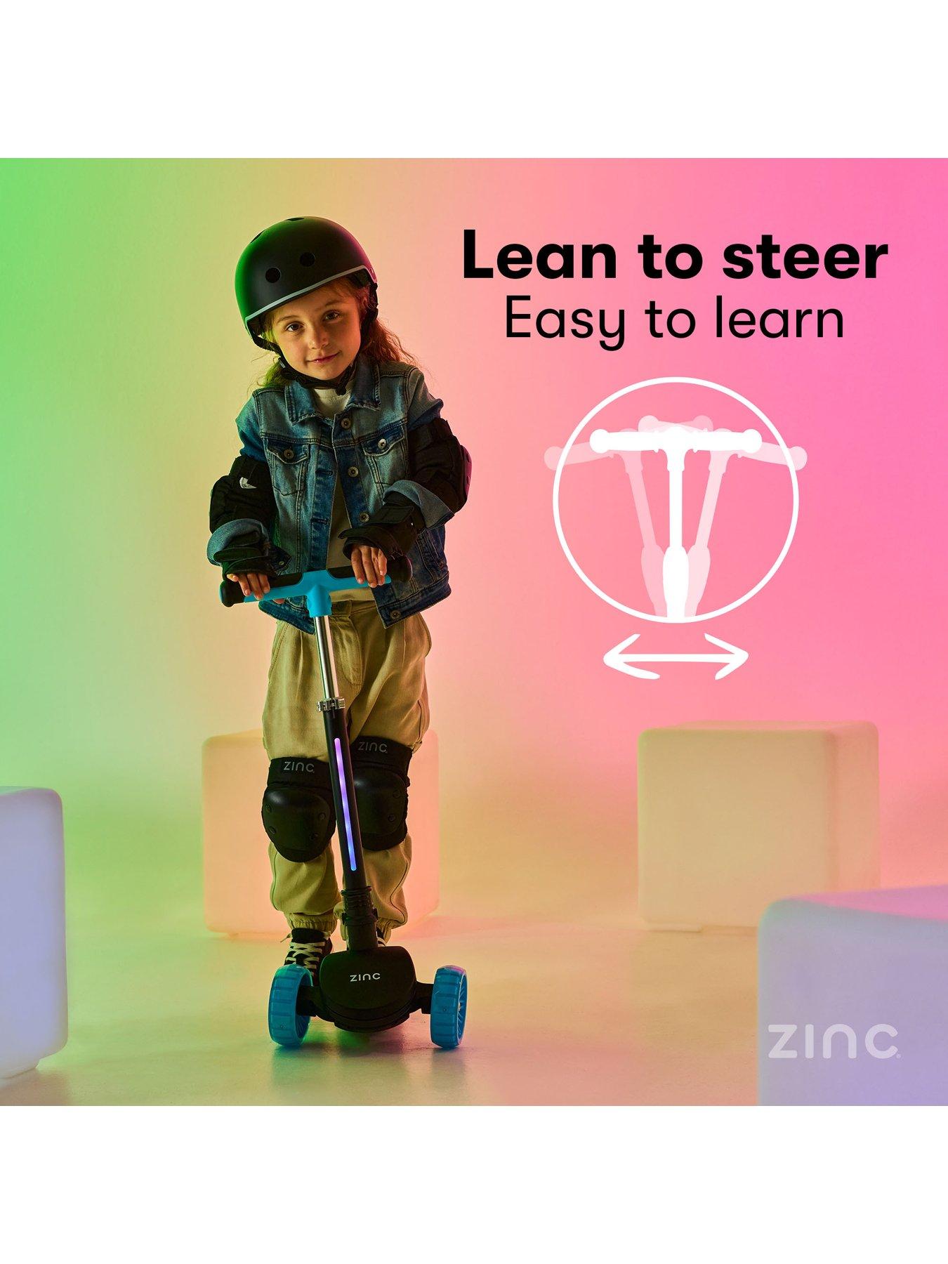 Image 3 of 8 of Zinc Three Wheeled Folding T-Motion Shine Scooter - Blue