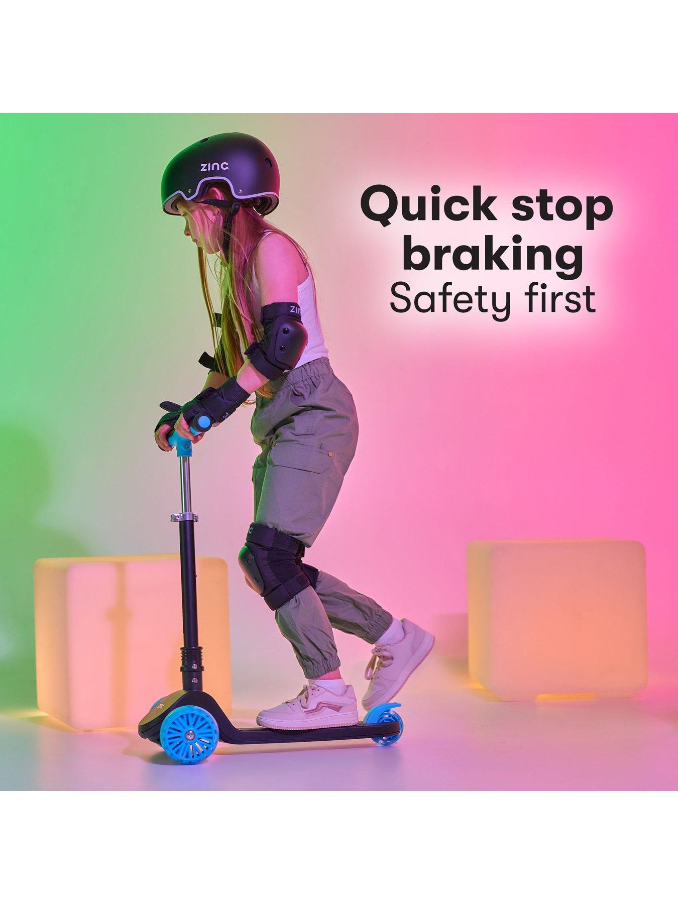 Image 4 of 8 of Zinc Three Wheeled Folding T-Motion Shine Scooter - Blue
