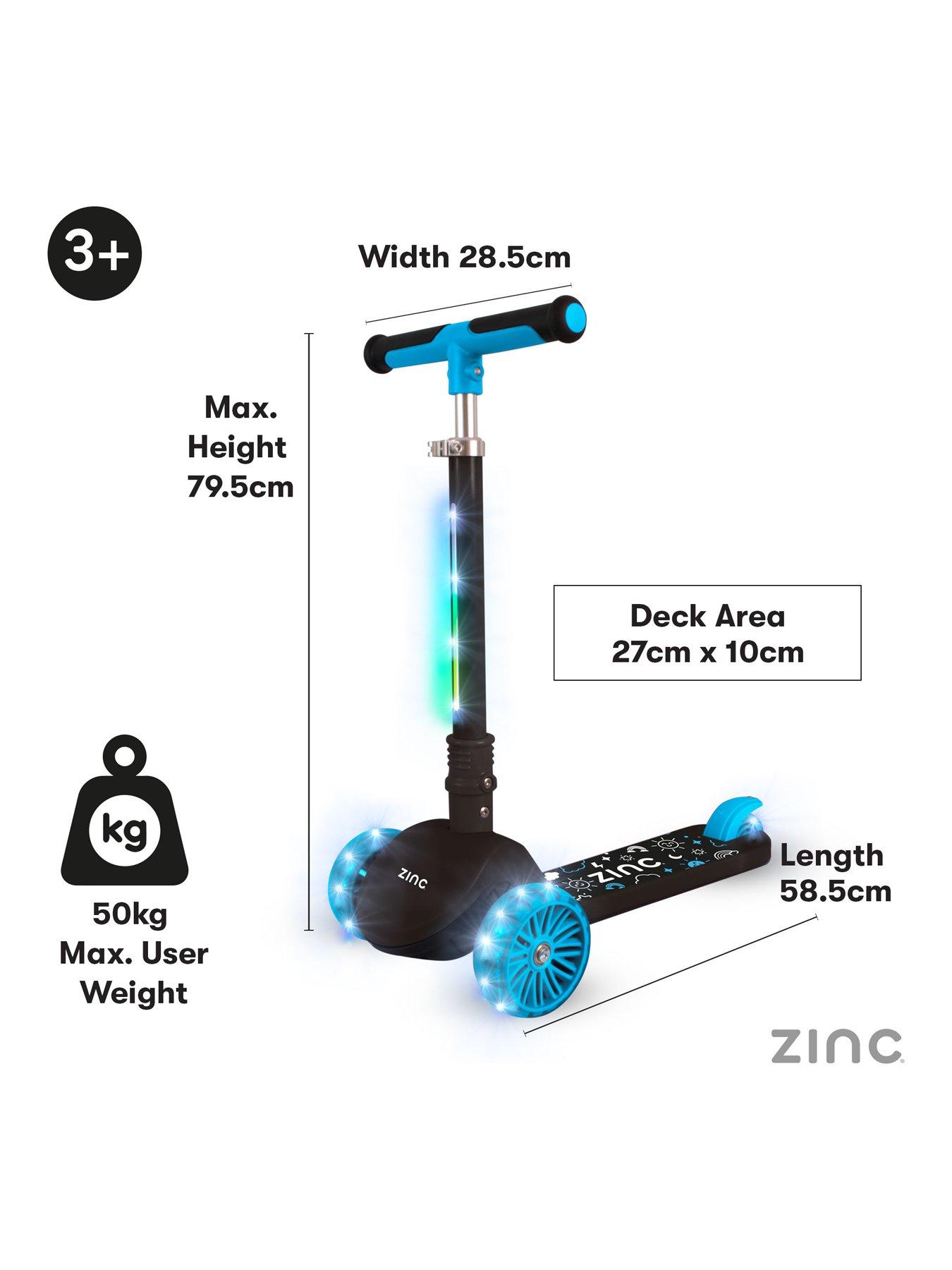 Image 7 of 8 of Zinc Three Wheeled Folding T-Motion Shine Scooter - Blue