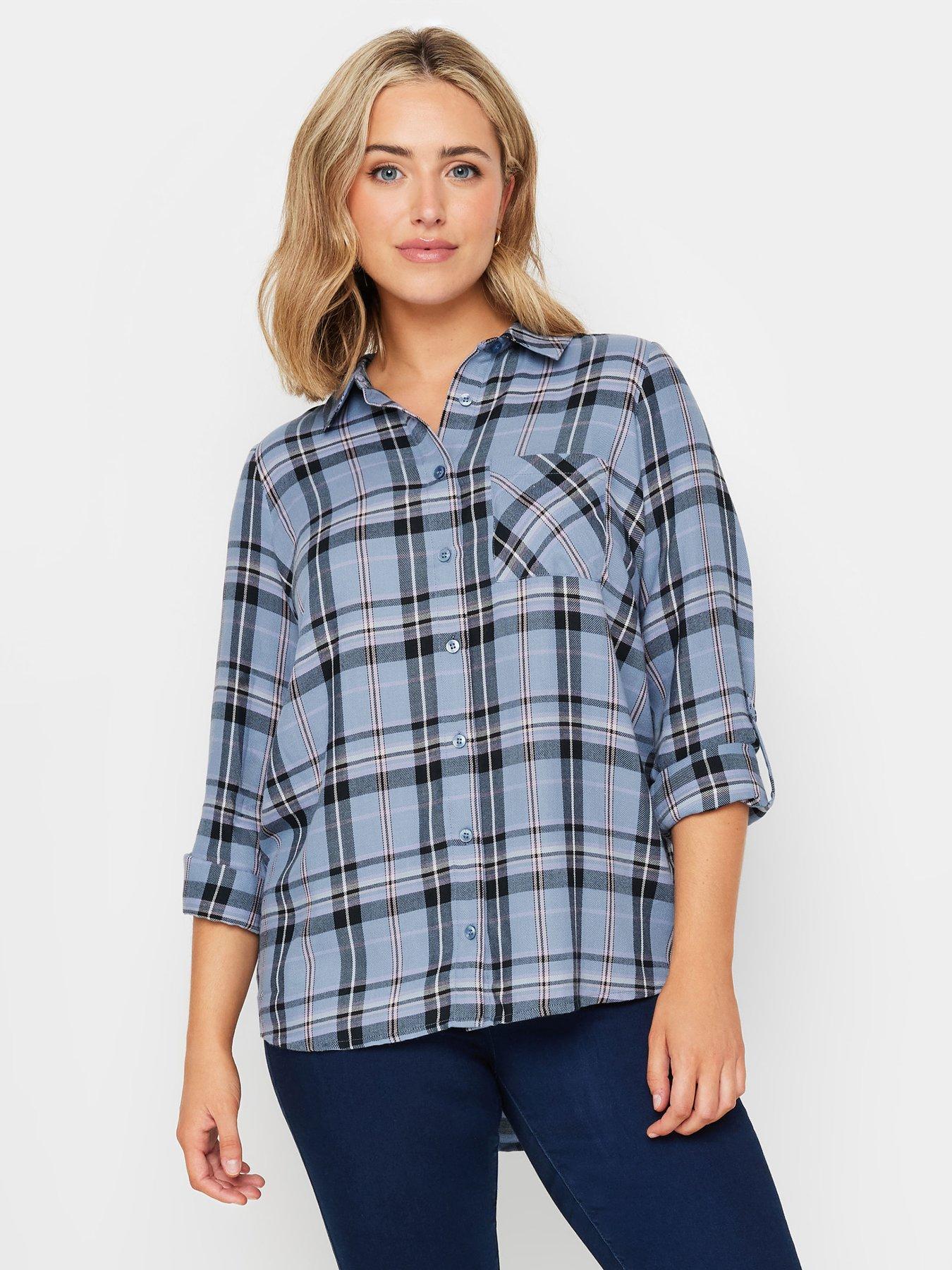 undefined Checked Boyfriend Shirt - Blue