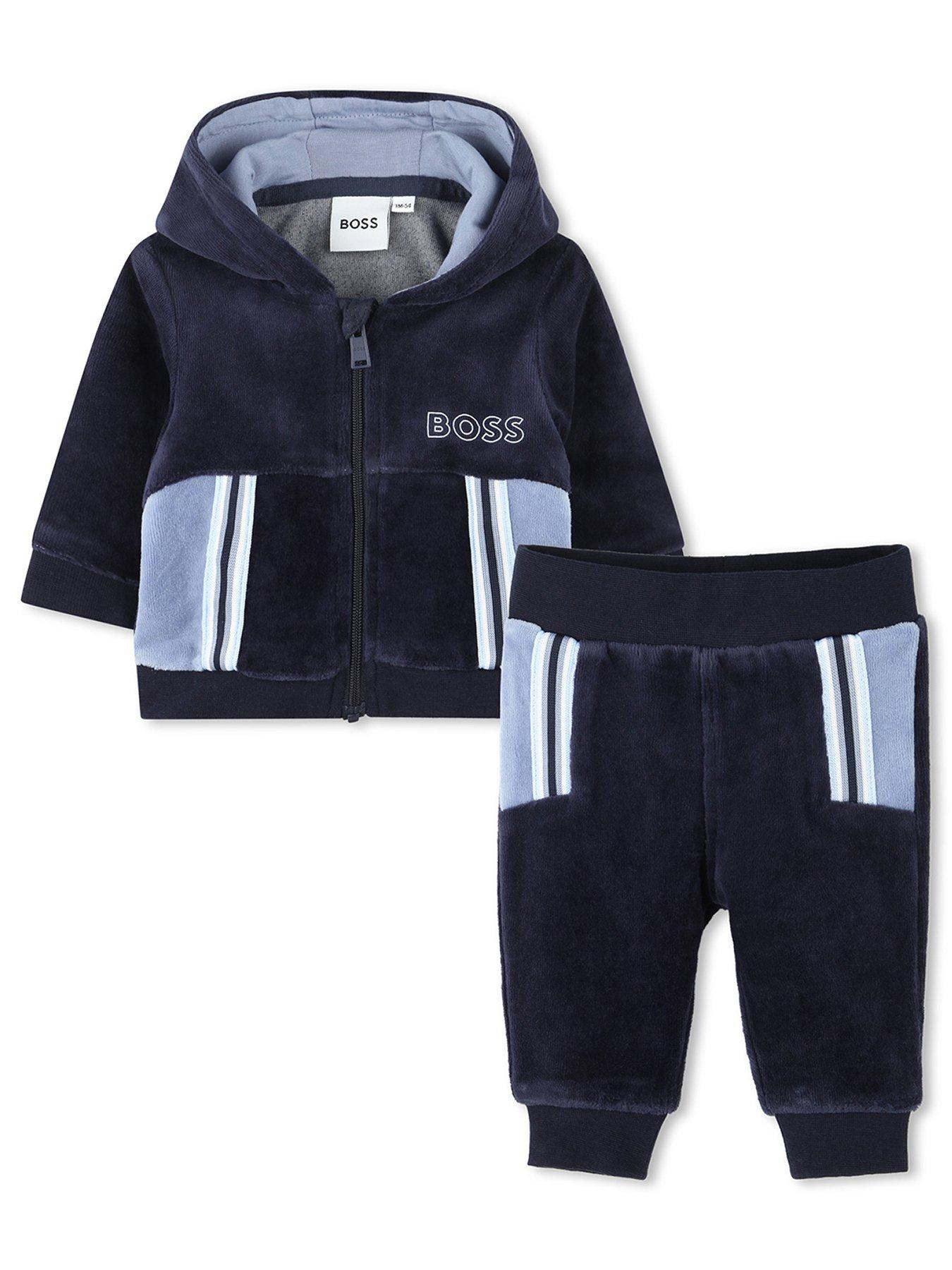 BOSS Newborn Baby Boys Gift Boxed Tracksuit Navy Very