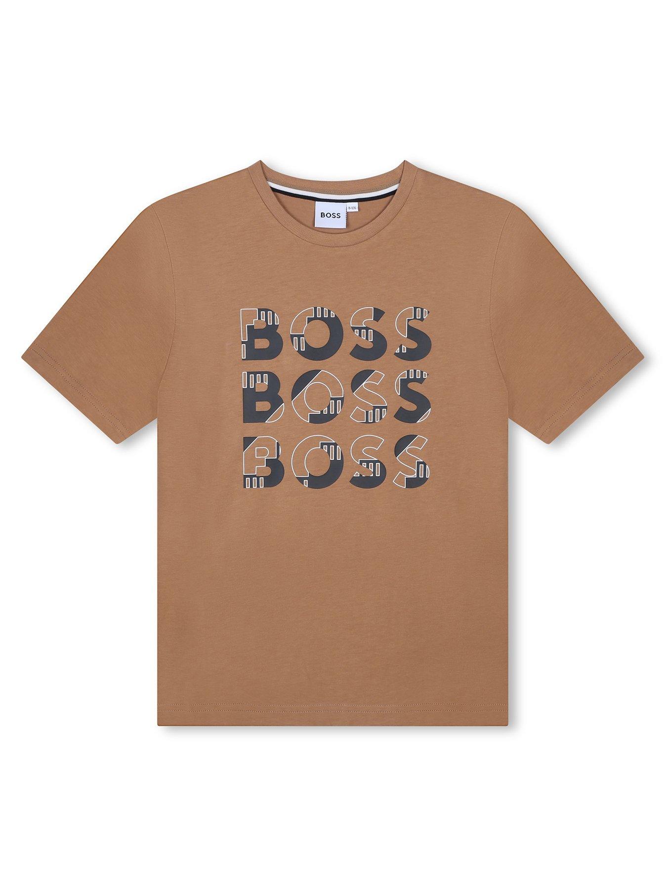 undefined Boys Short Sleeve Multi Logo T-shirt - Beige
