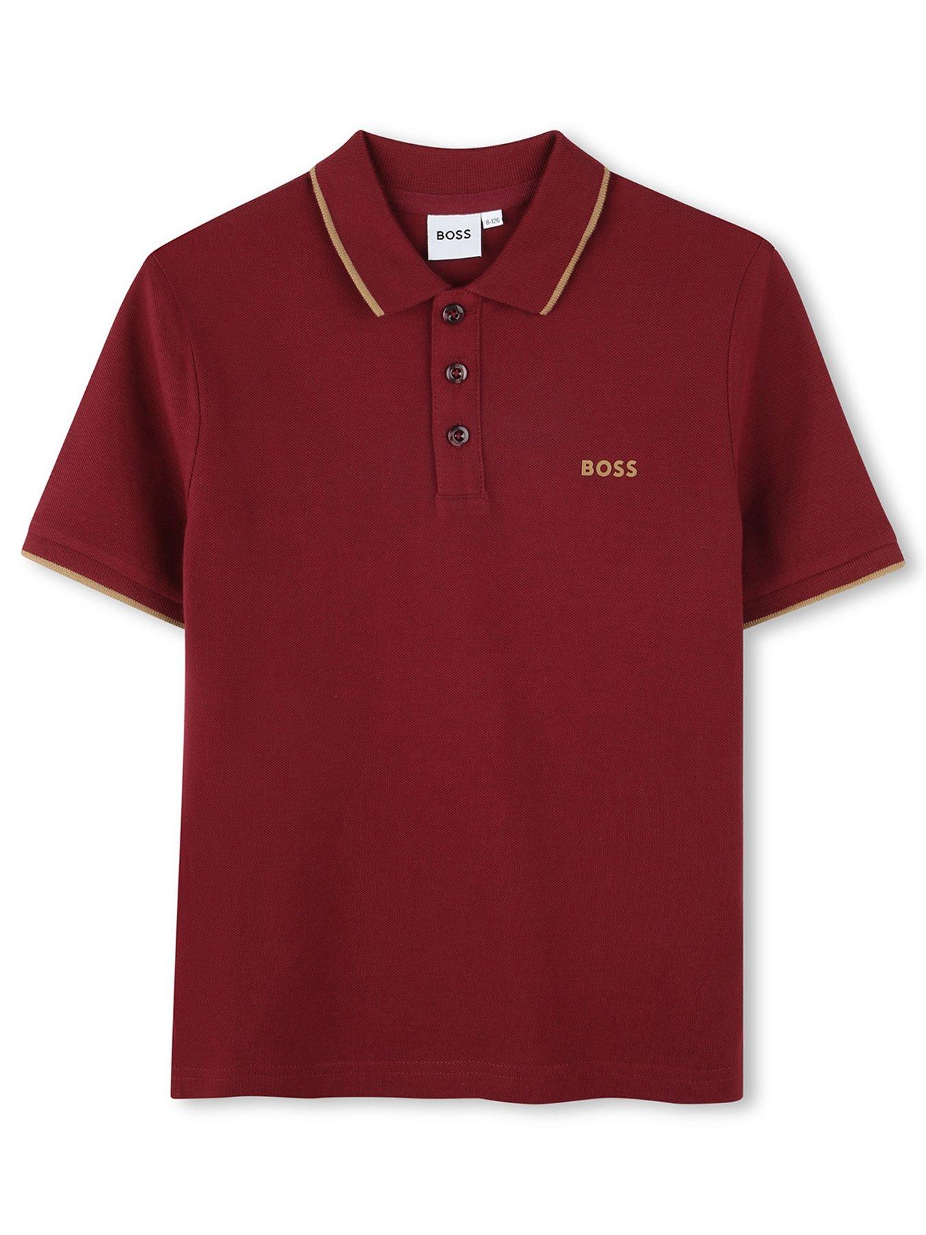 BOSS Boys Short Sleeve Logo Polo Red Very