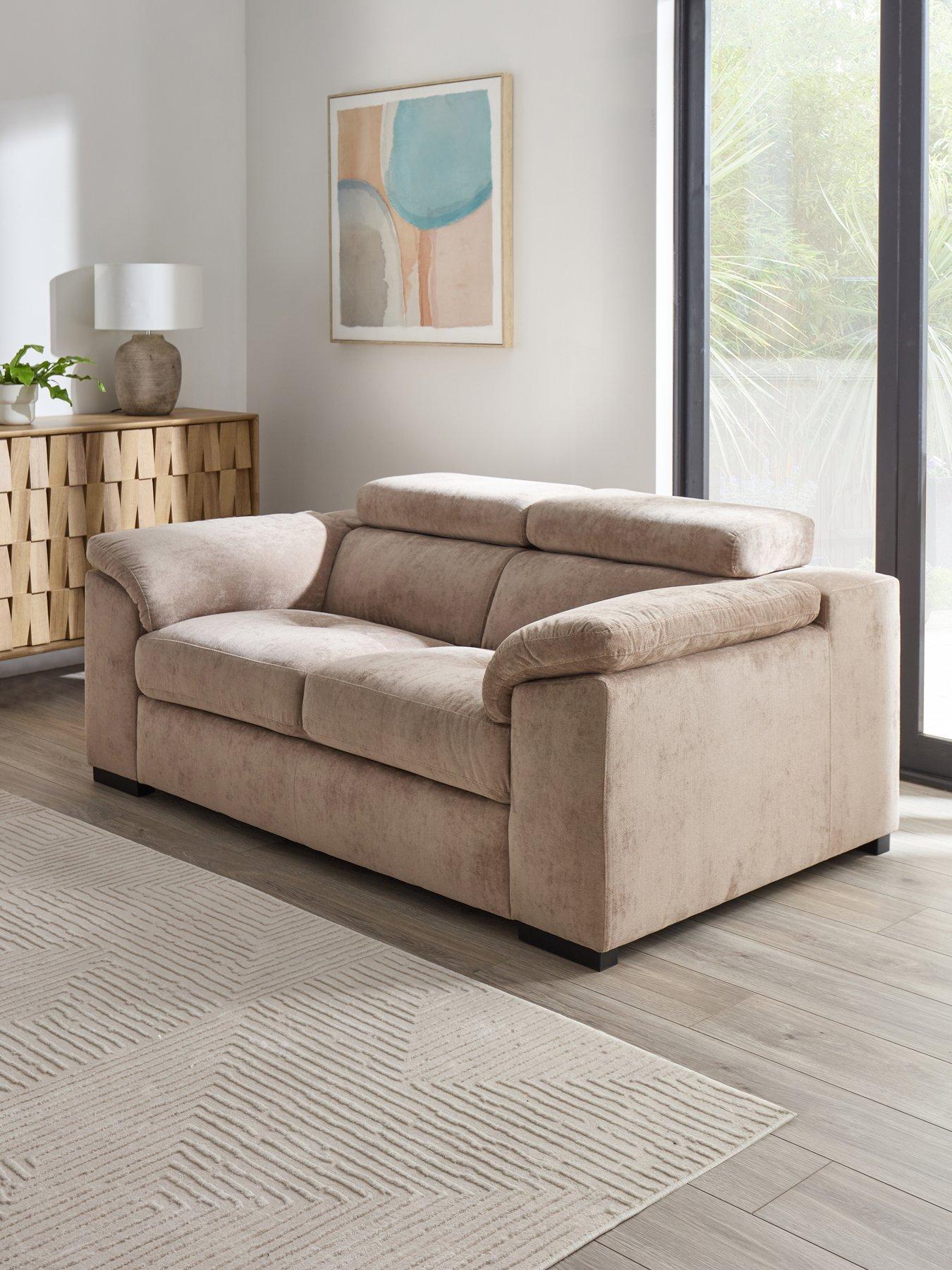 The Very Collection Brady 2 Seater Fabric Sofa - Grey/Walnut - FSC Certified