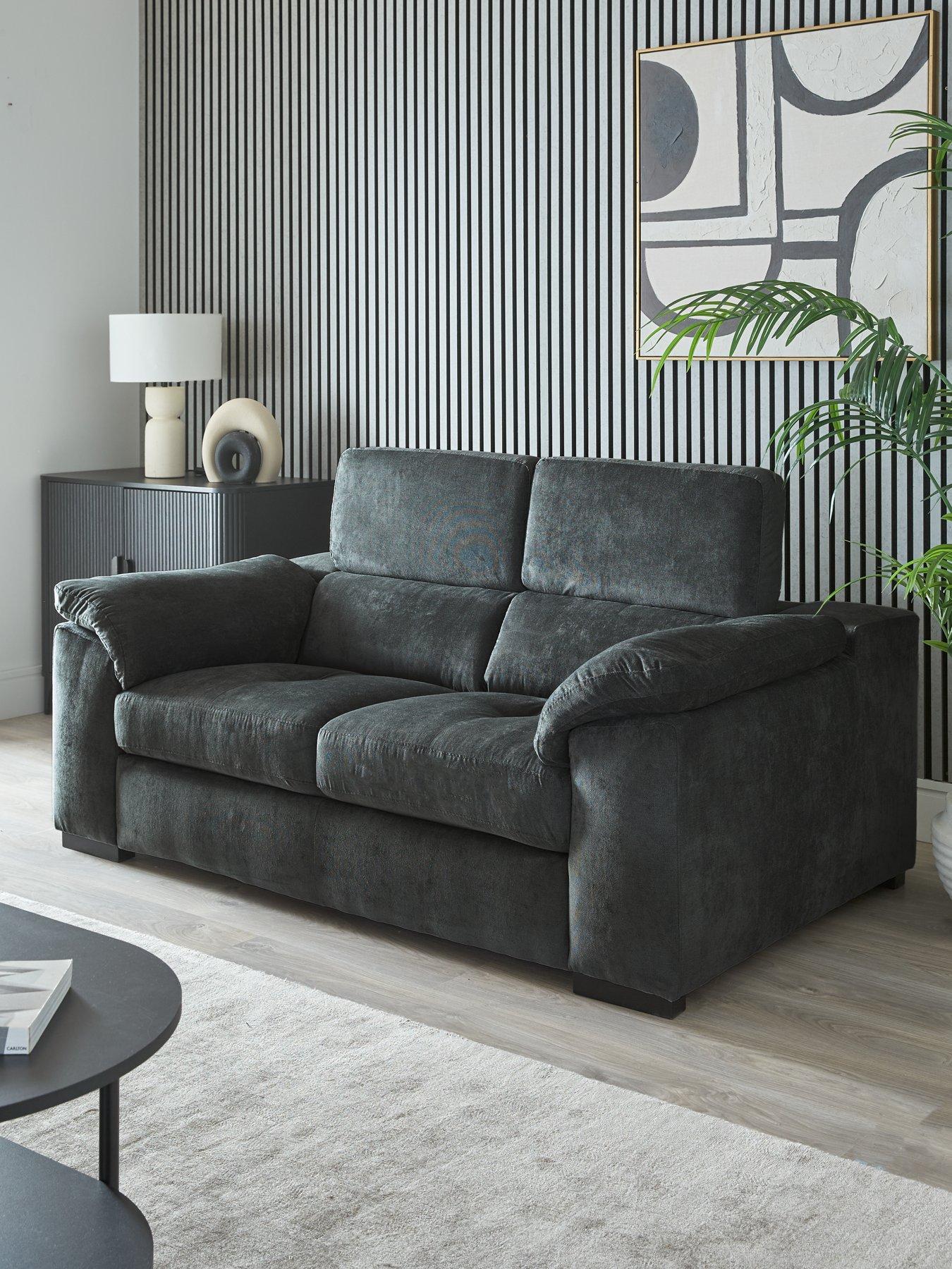 The Very Collection Brady 2 Seater Fabric Sofa - Grey/Walnut - FSC Certified