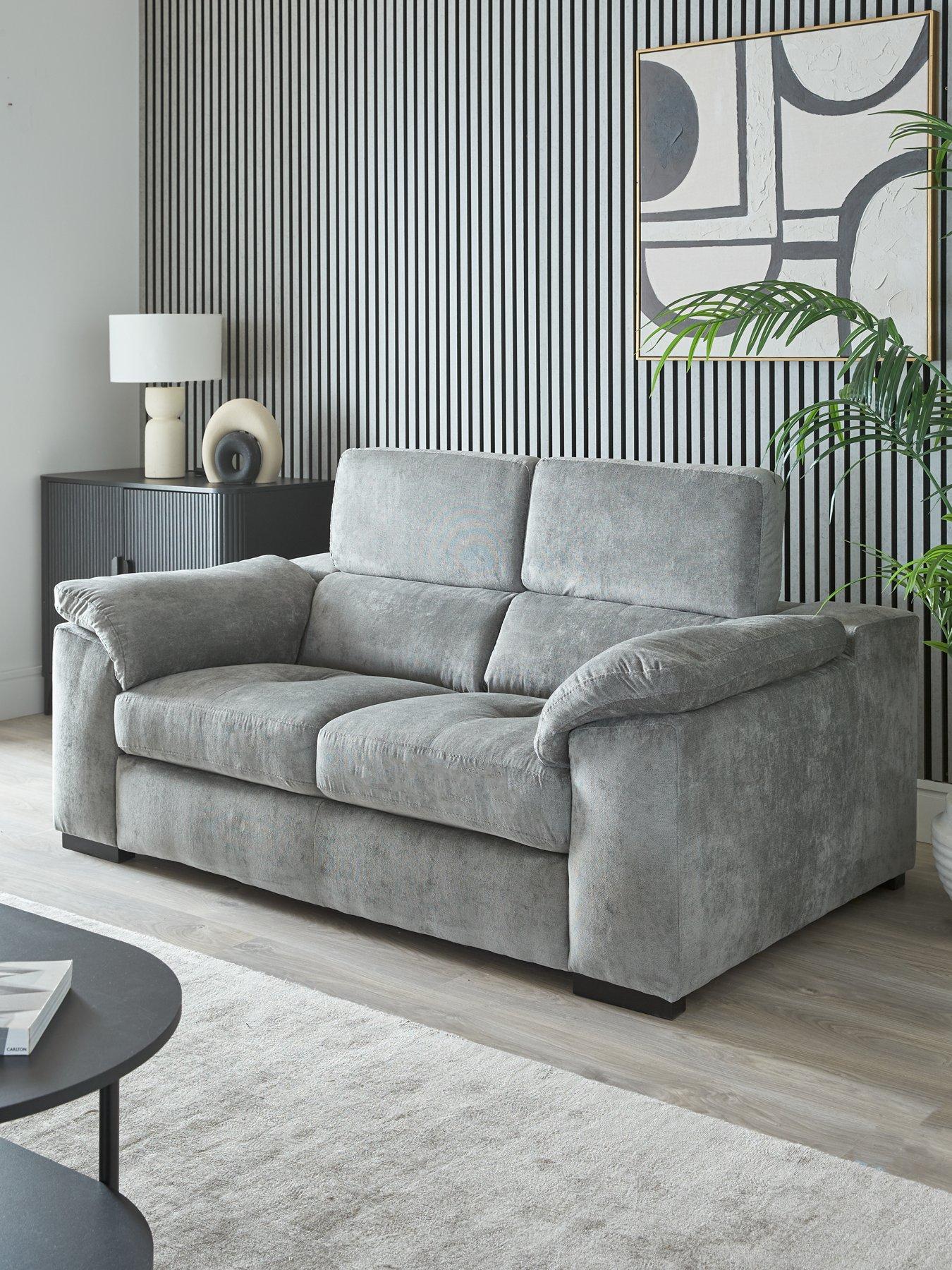 The Very Collection Brady 2 Seater Fabric Sofa - Grey/Walnut - FSC Certified