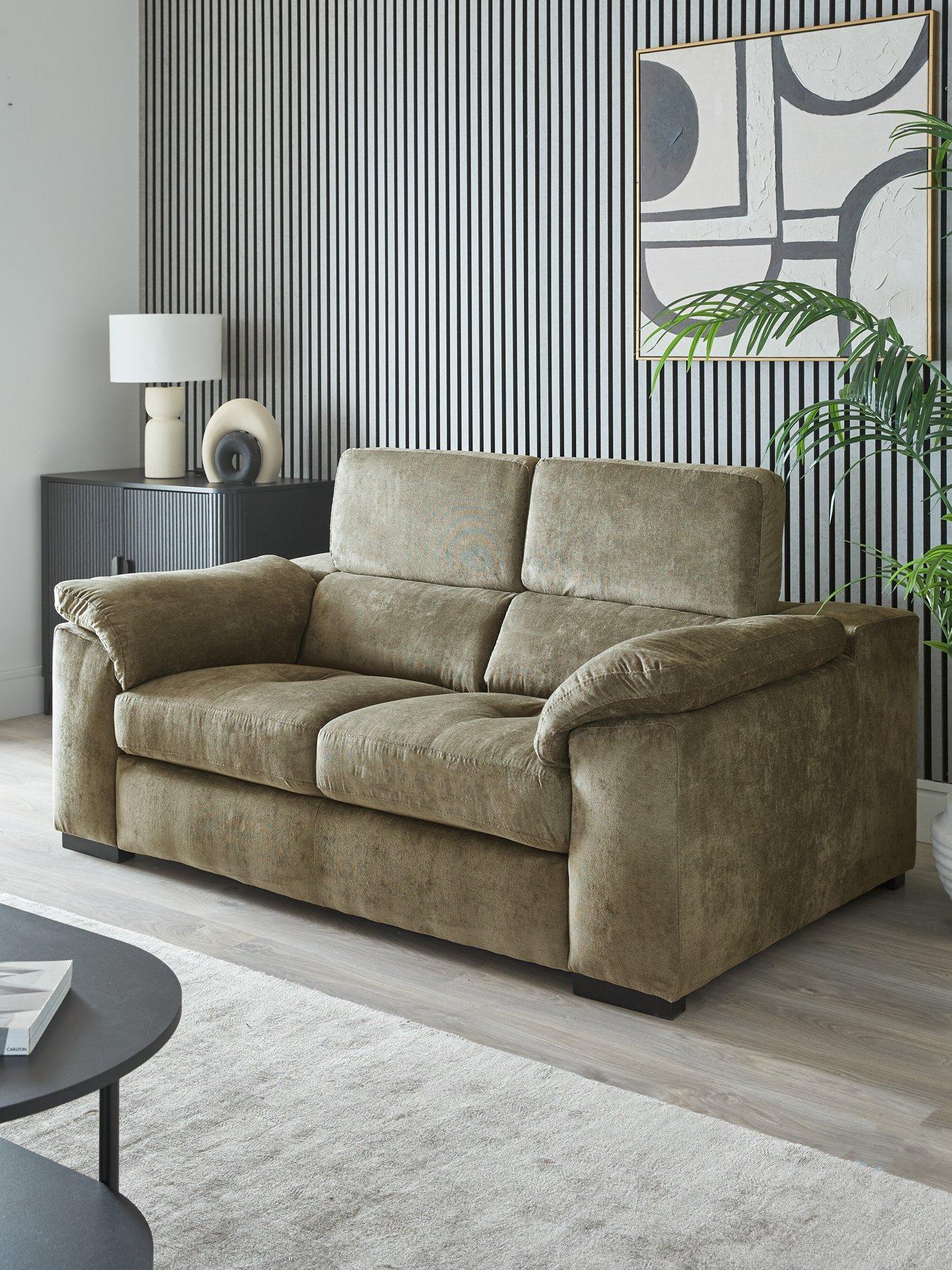 The Very Collection Brady 2 Seater Fabric Sofa - Grey/Walnut - FSC Certified