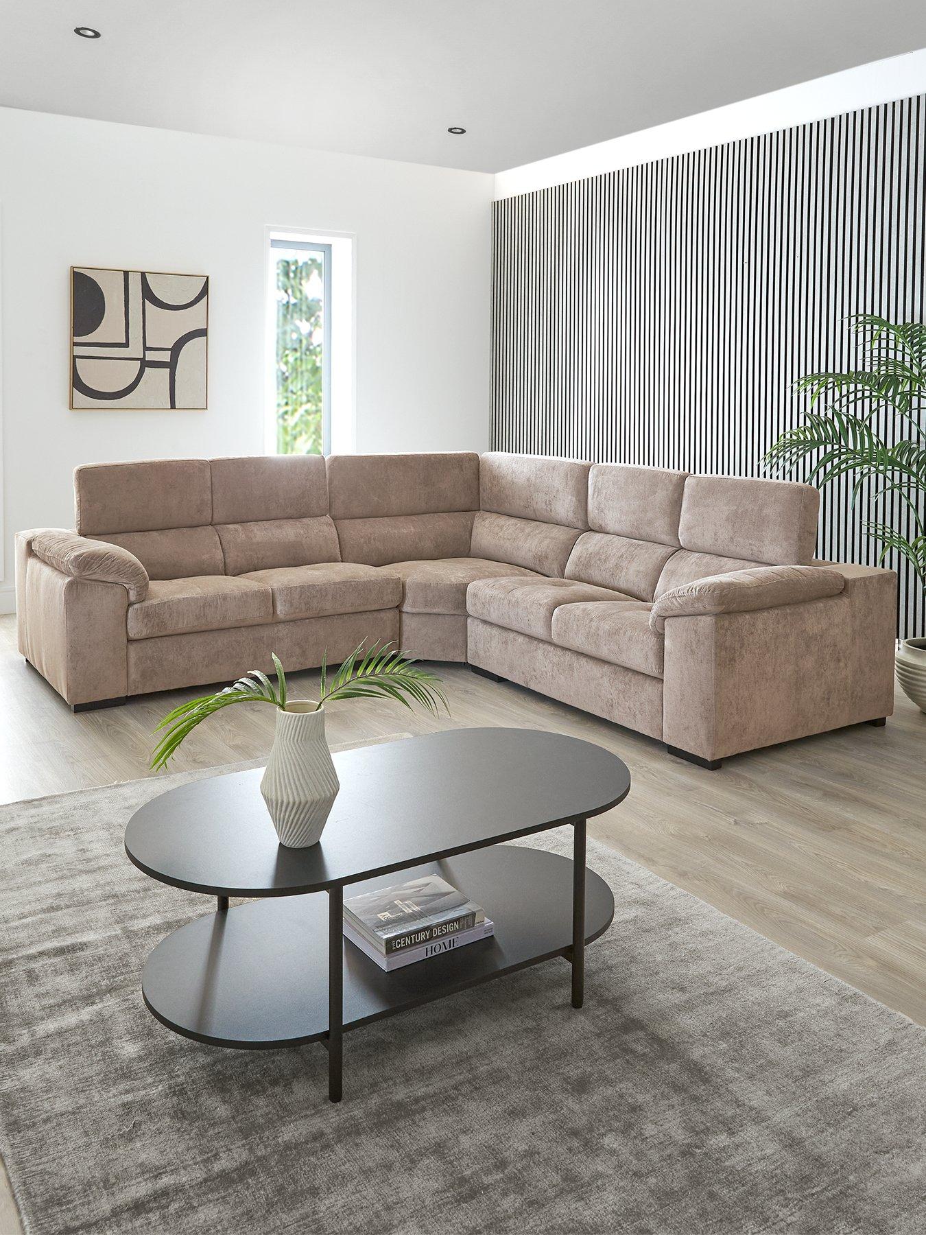 The Very Collection Brady Fabric Corner Group Sofa - Grey/Walnut - FSC Certified