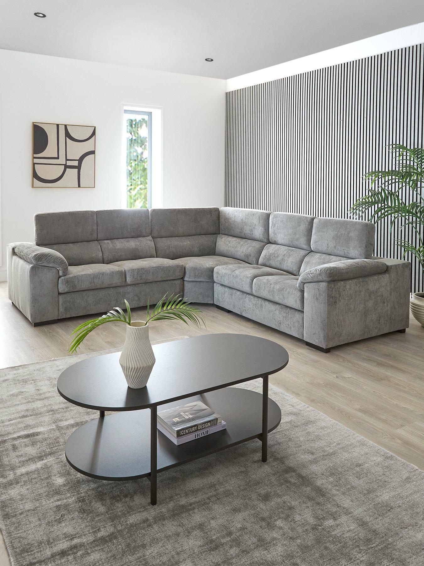 undefined Brady Fabric Corner Group Sofa - Grey/Walnut - FSC Certified