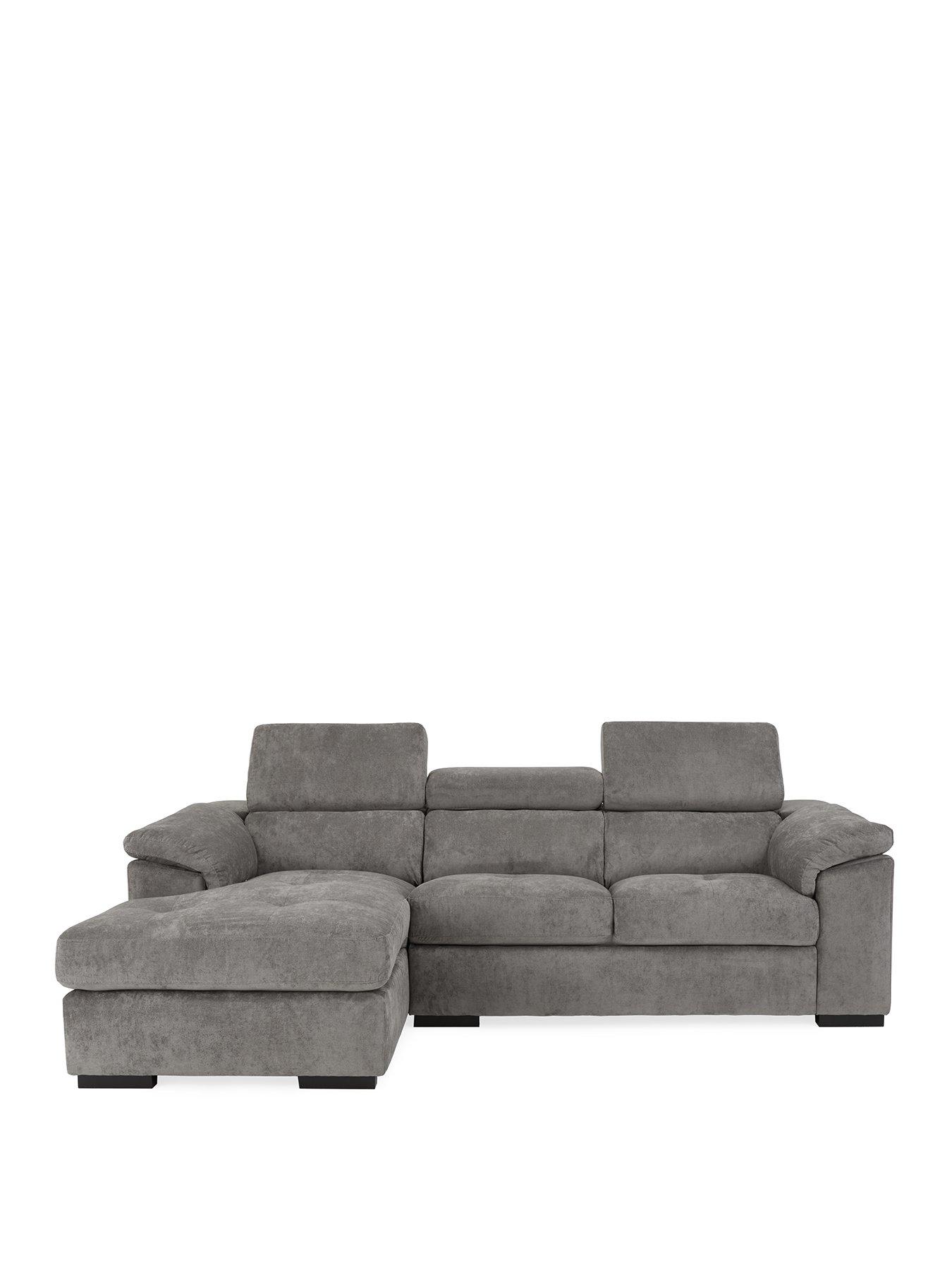 Image 2 of 7 of The Very Collection Brady left Hand 3 Seater Fabric Chaise Sofa - Grey/Walnut - FSC Certified