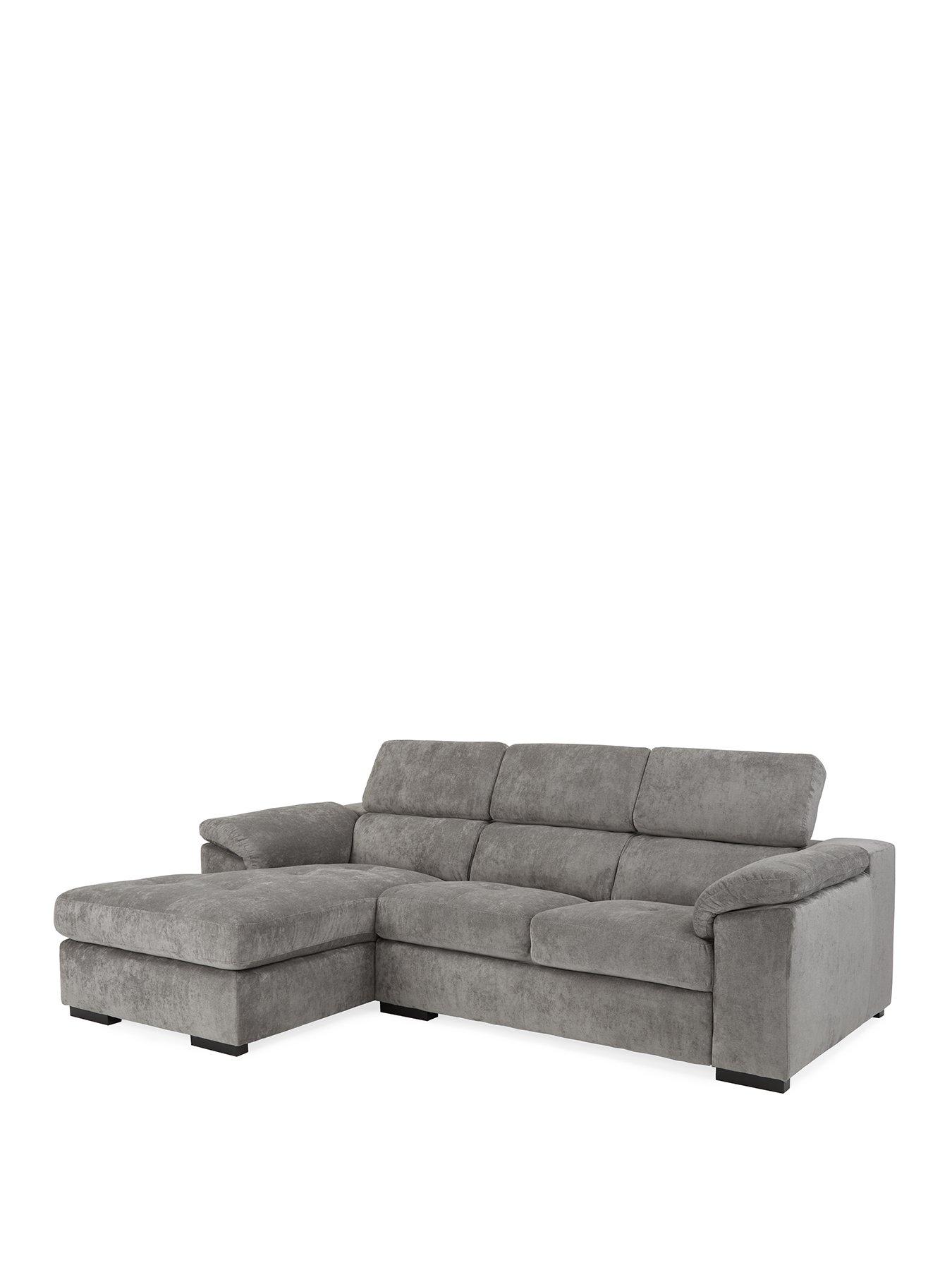 Image 3 of 7 of The Very Collection Brady left Hand 3 Seater Fabric Chaise Sofa - Grey/Walnut - FSC Certified