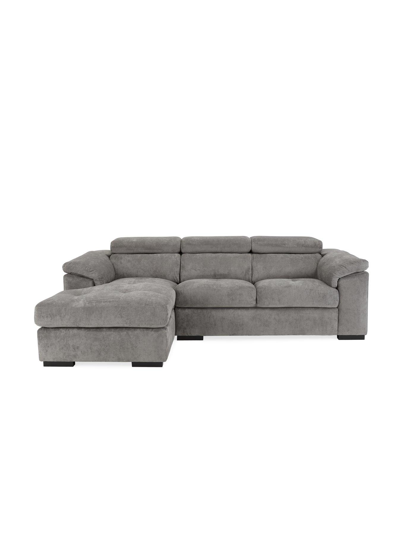 Image 4 of 7 of The Very Collection Brady left Hand 3 Seater Fabric Chaise Sofa - Grey/Walnut - FSC Certified