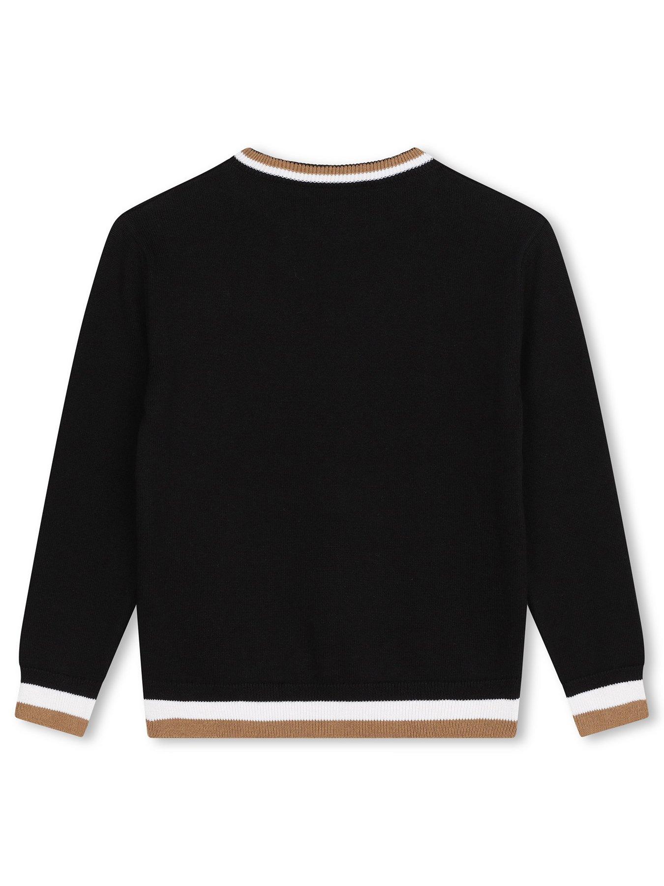 BOSS Boys Tipped Knitted Jumper Black Very