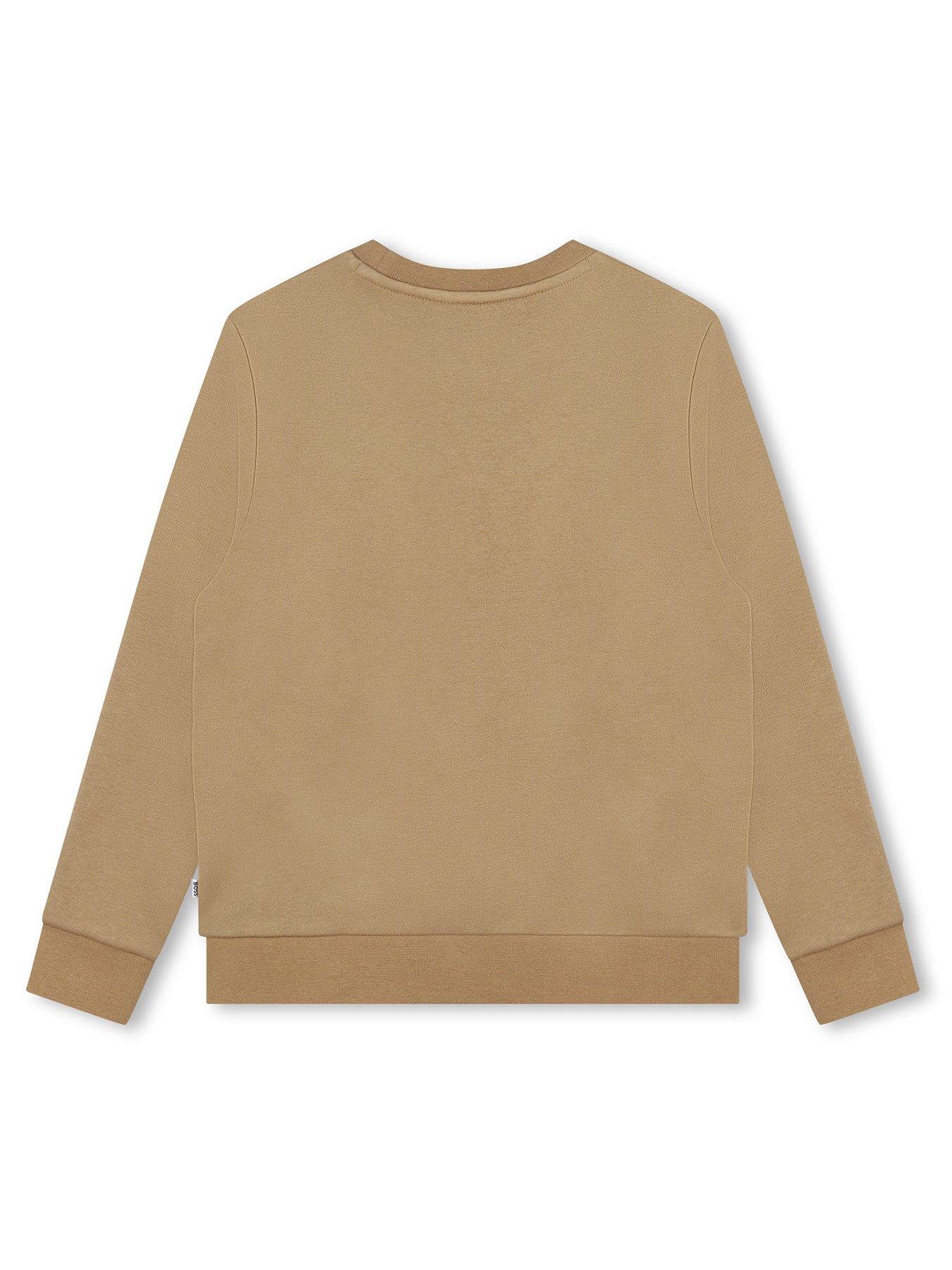 Image 2 of 2 of BOSS Boys Logo Crew Neck Sweat Top - Beige