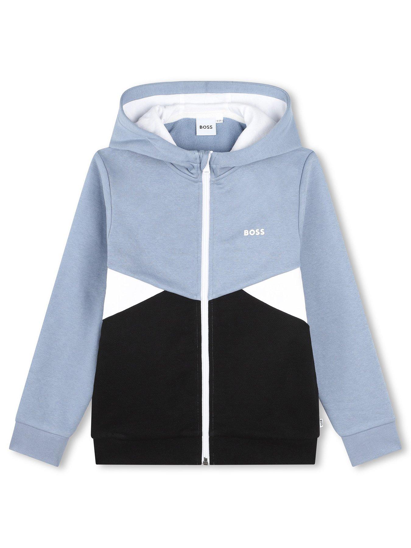 undefined Boys Colour Block Zip Thru Hoodie - Black