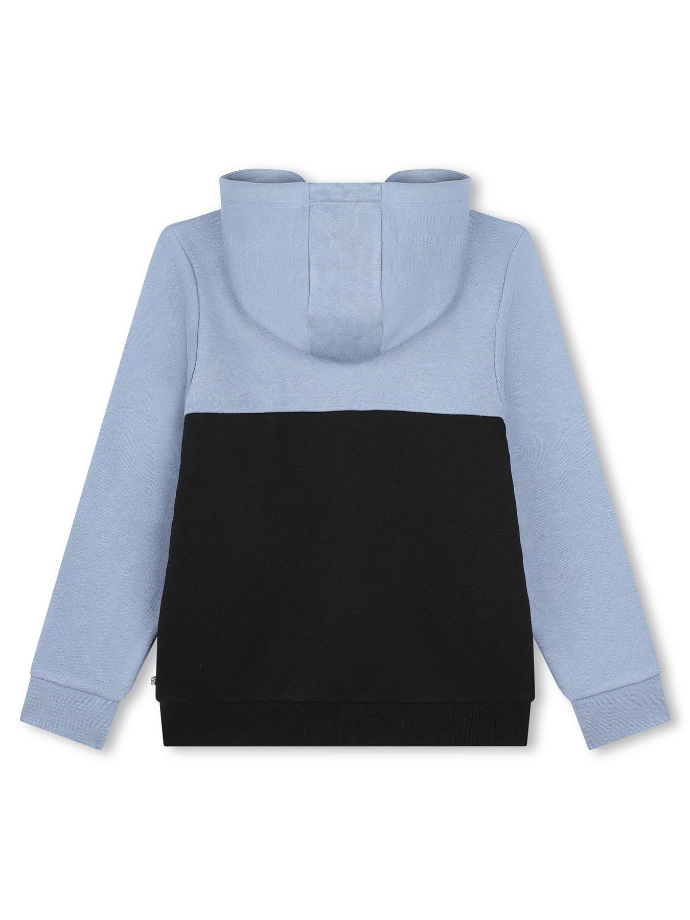 Image 2 of 2 of BOSS Boys Colour Block Zip Thru Hoodie - Black
