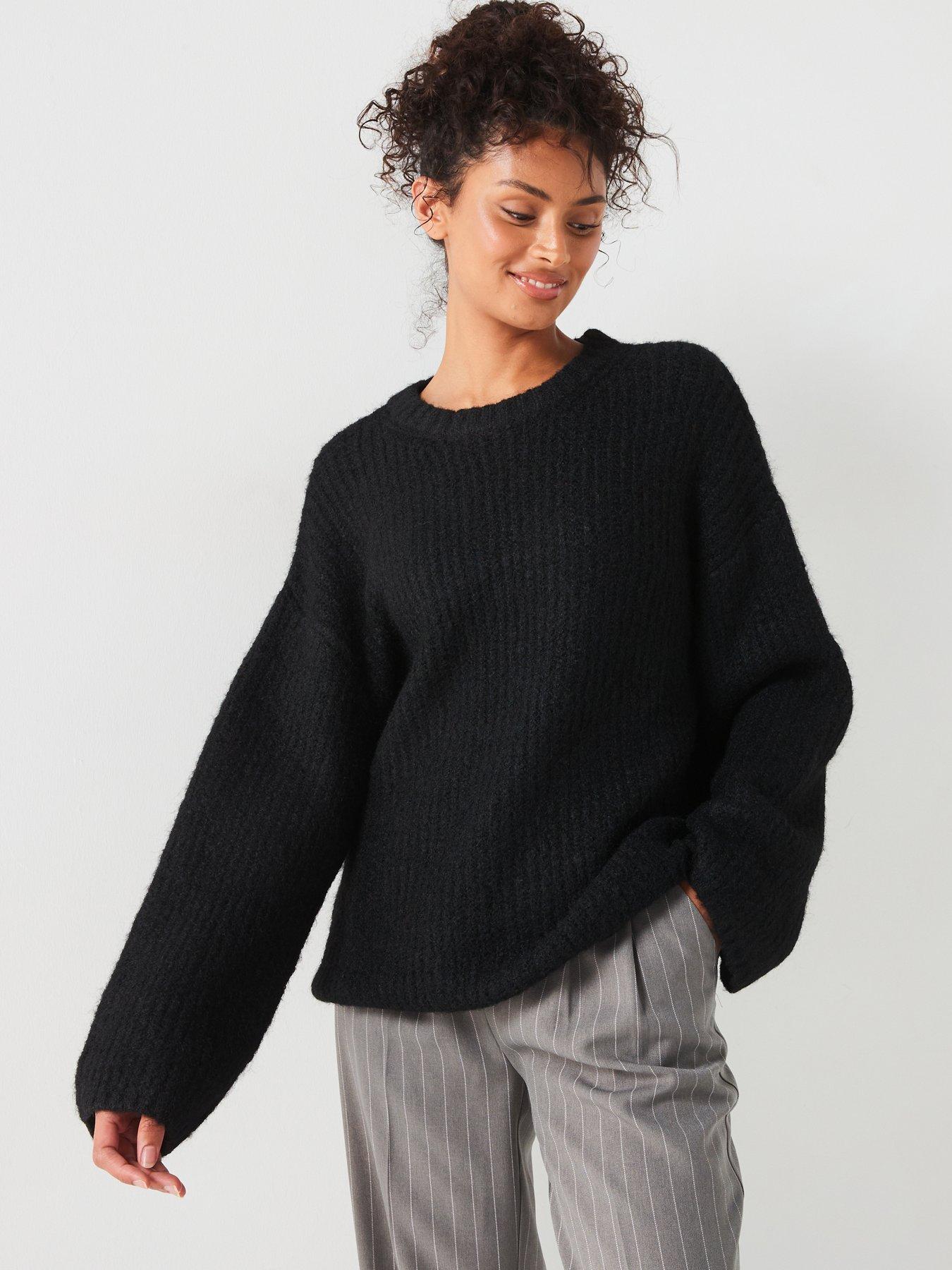 undefined Relaxed Fit Oversized Jumper with Wool - Black