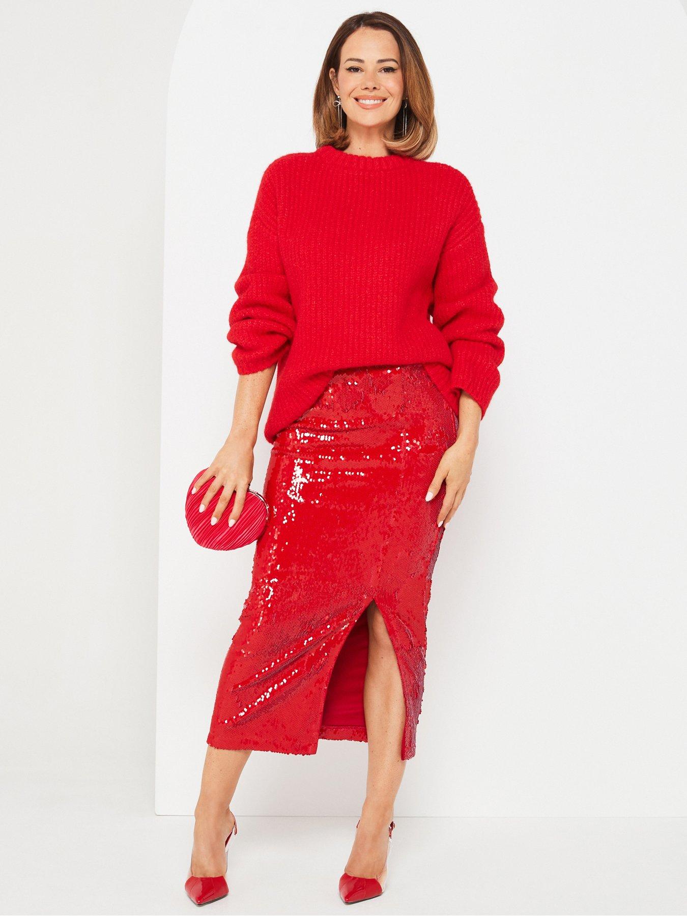 Red pencil skirt where to buy sales