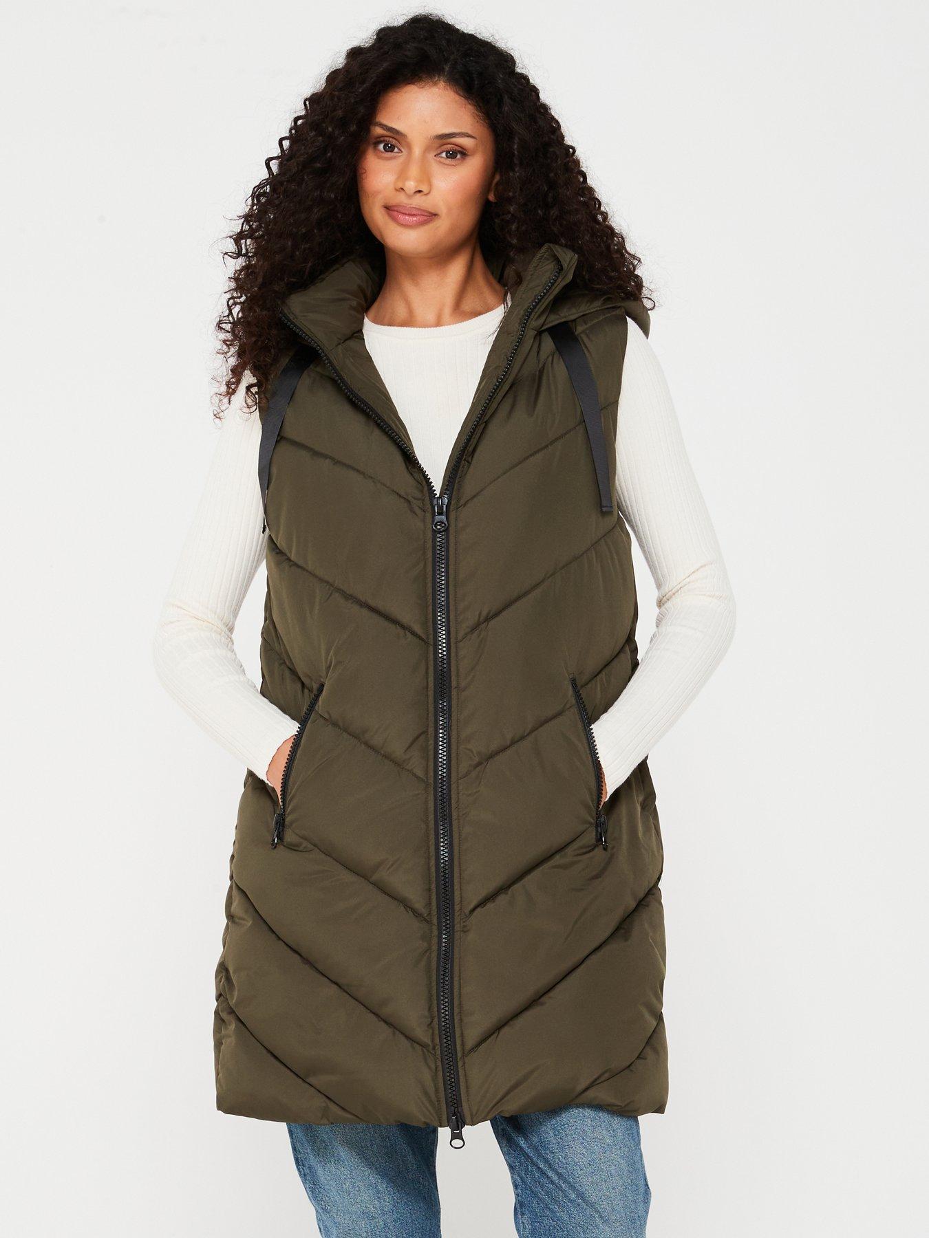 JDY: Padded Hooded Longline Gilet - Green