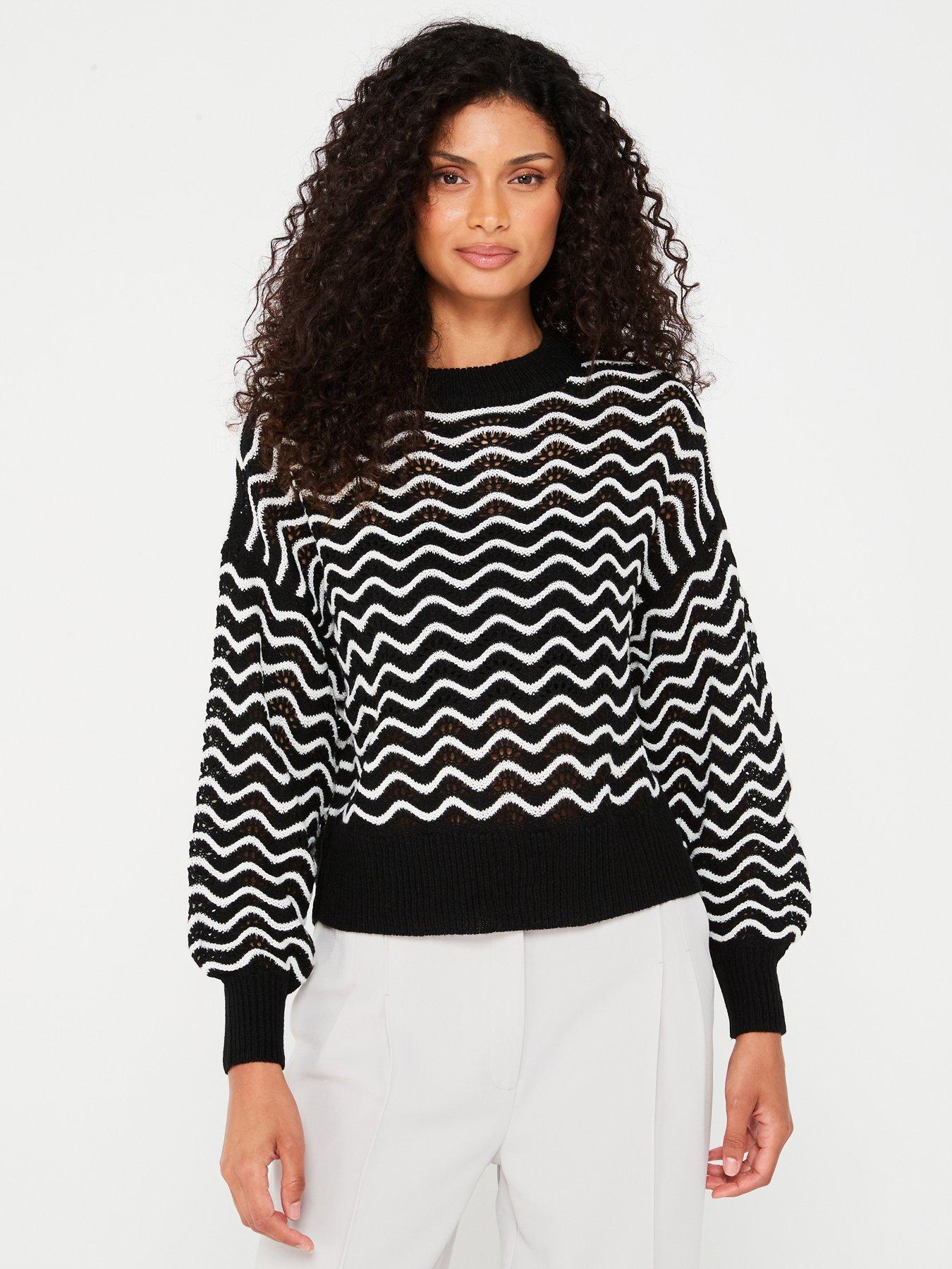 undefined Swirl Stripe Jumper - Black