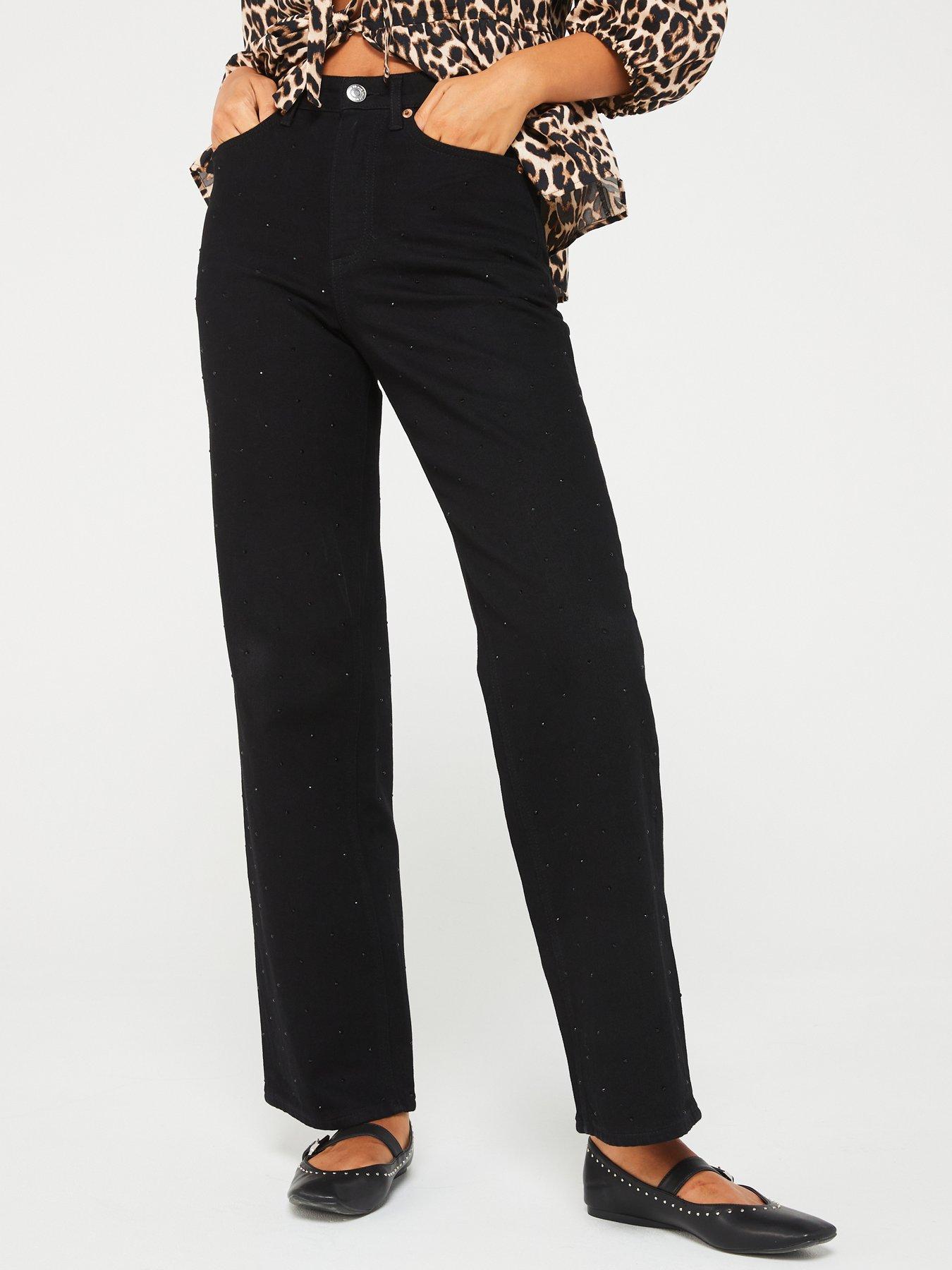 undefined High Rise Wide Leg Jean - Black