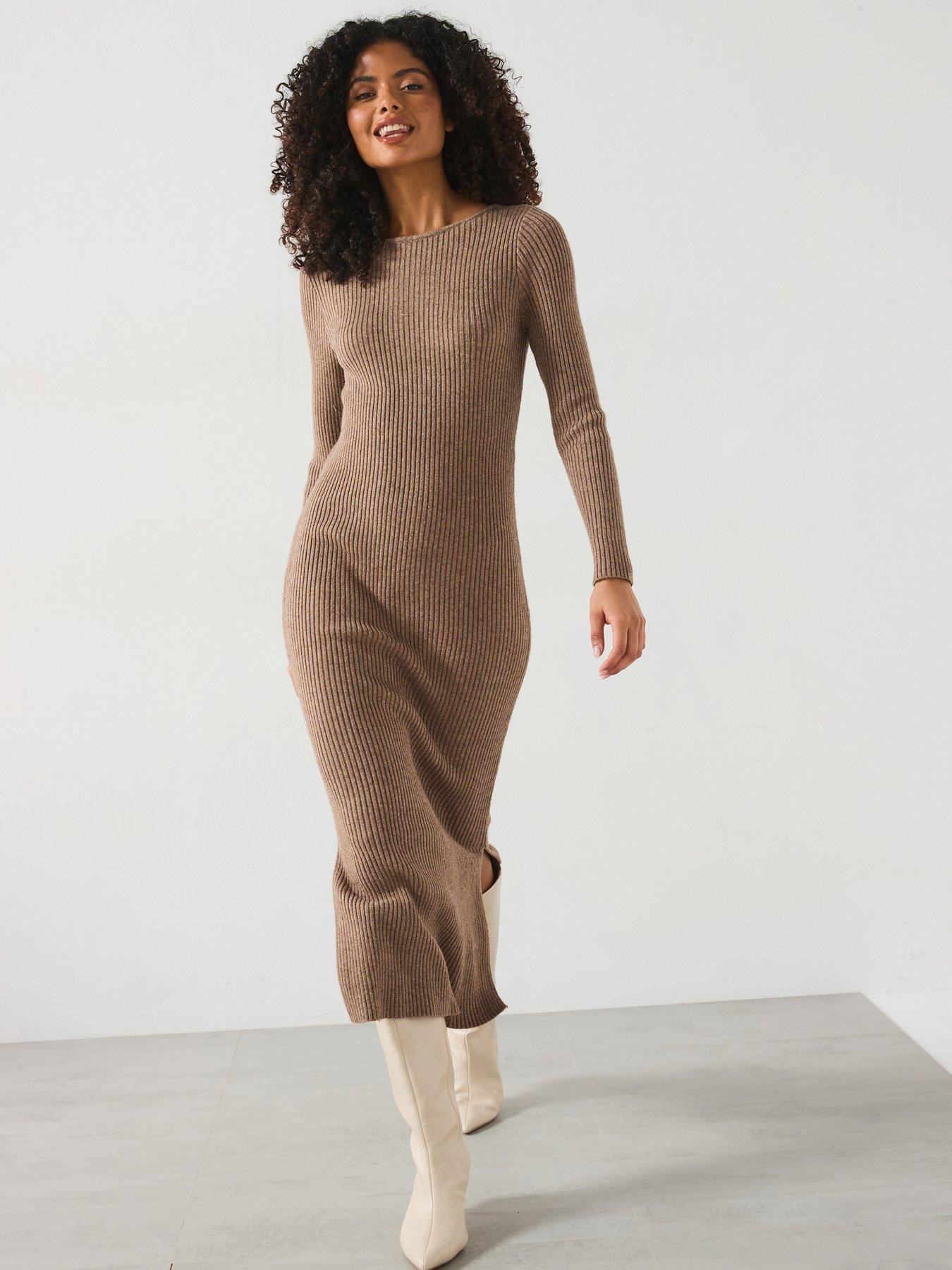 Only Long Sleeve Knitted Maxi Dress Beige Very