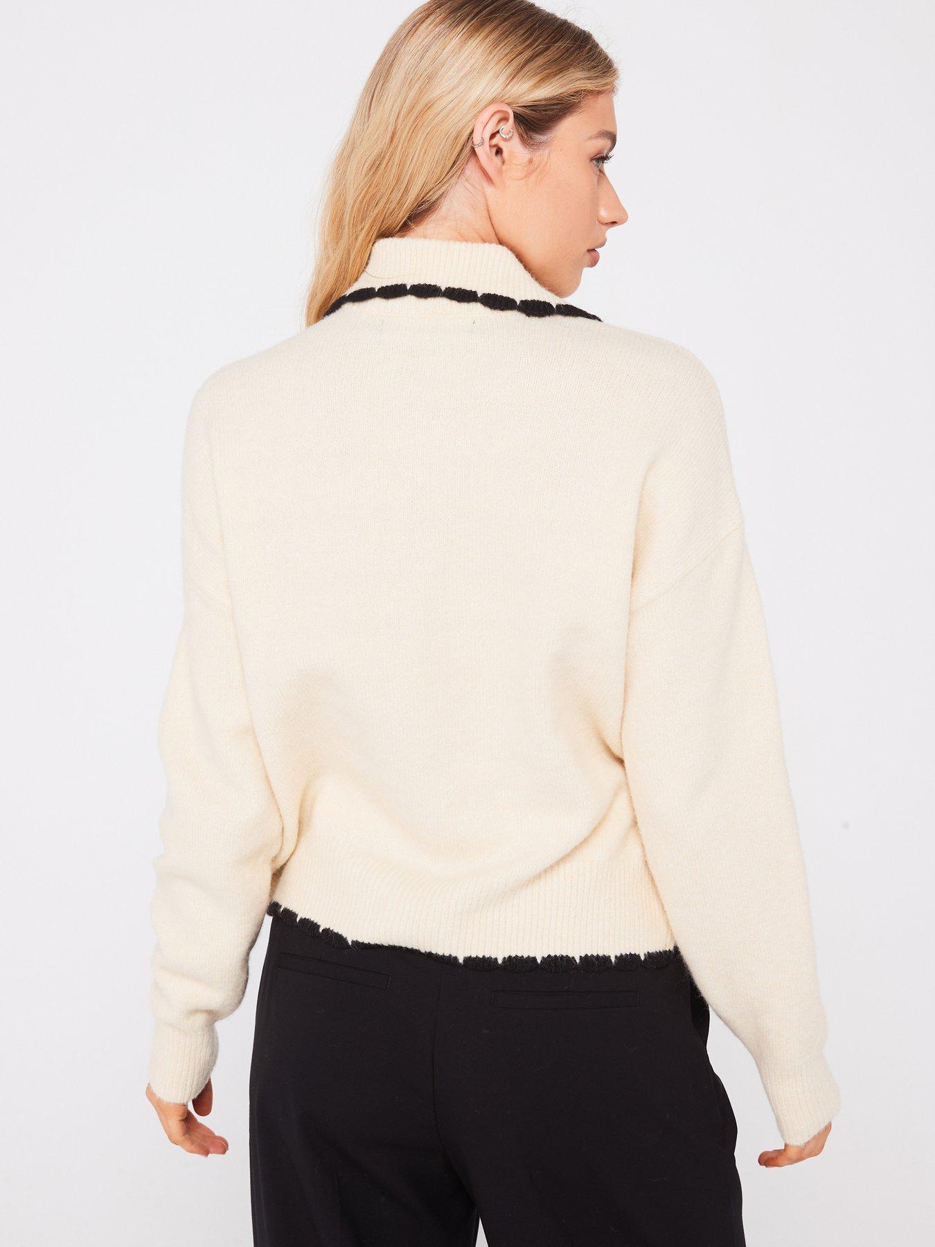 Image 2 of 5 of Vero Moda Long Sleeve Collar Cardigan - Cream