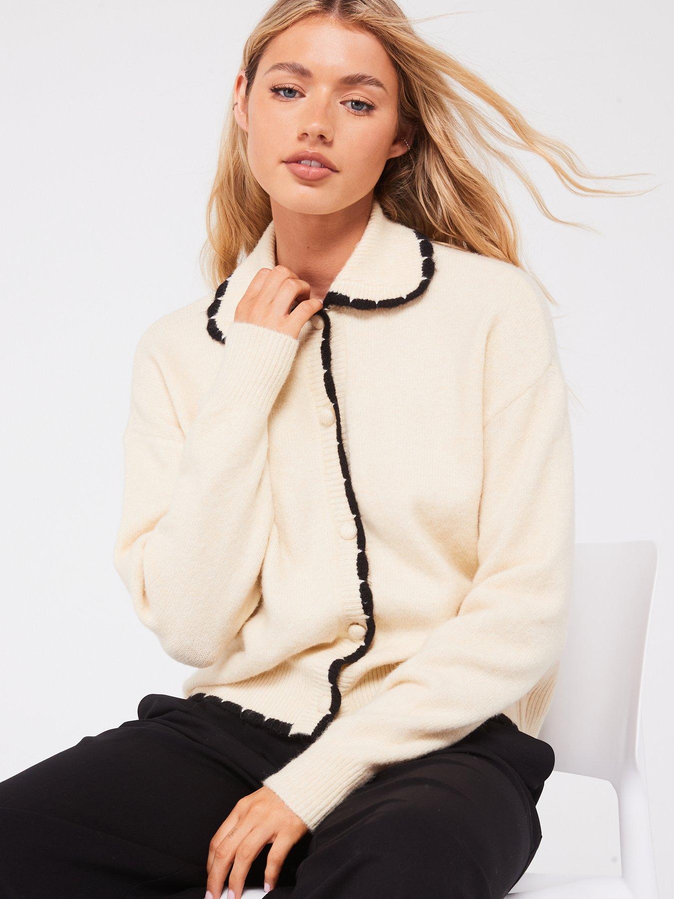 Image 4 of 5 of Vero Moda Long Sleeve Collar Cardigan - Cream