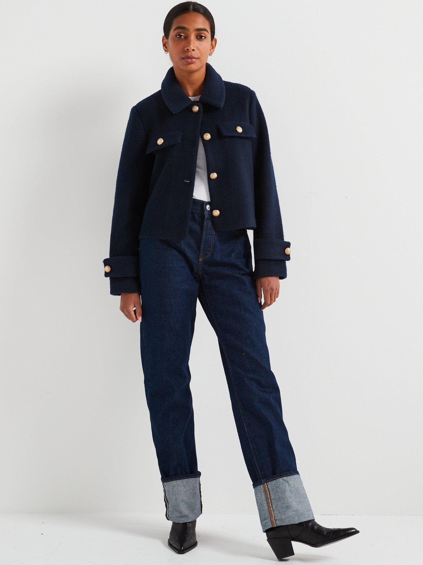 Image 3 of 6 of Vero Moda Short Button Detail Jacket - Navy