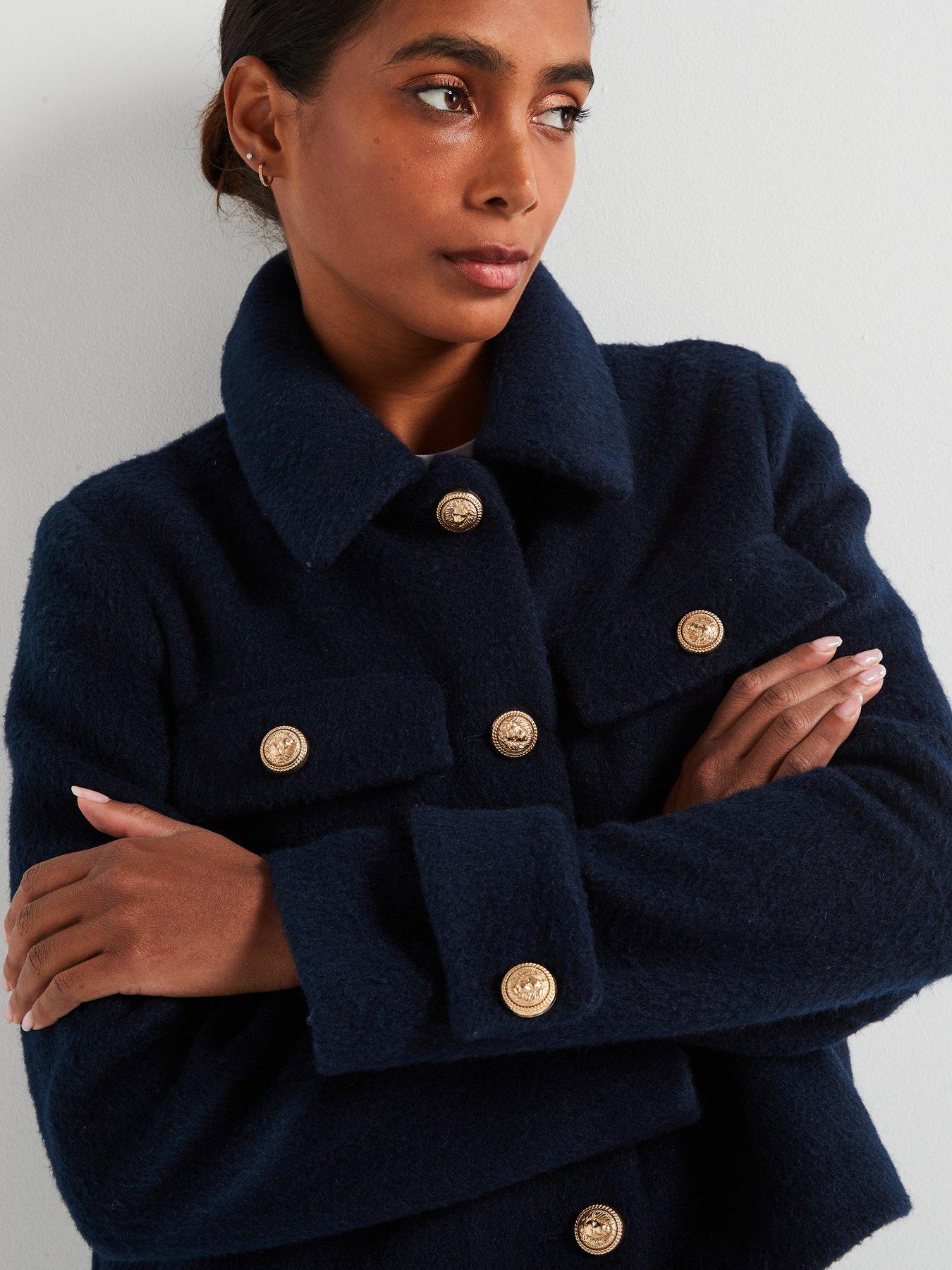 Image 4 of 6 of Vero Moda Short Button Detail Jacket - Navy
