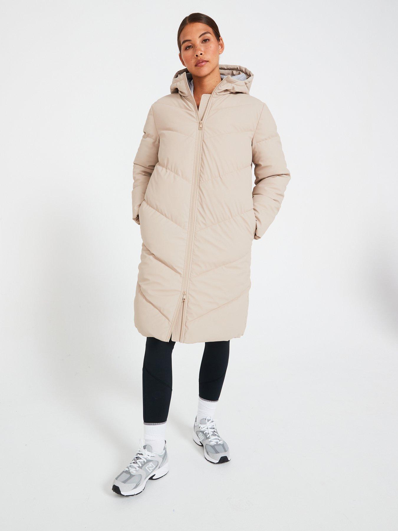 Padded Longline Coat Beige