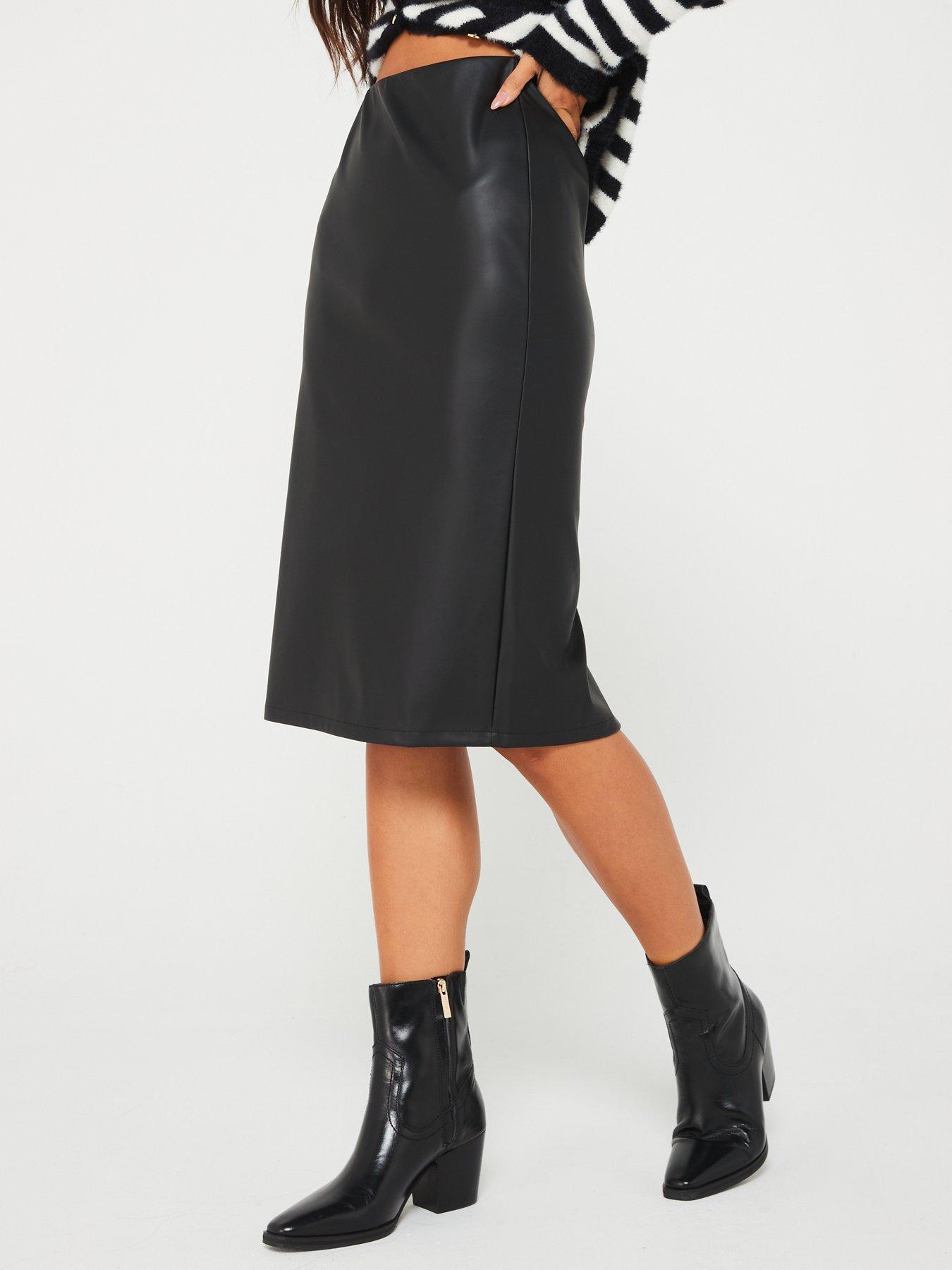 undefined Pu Midi Skirt - Black