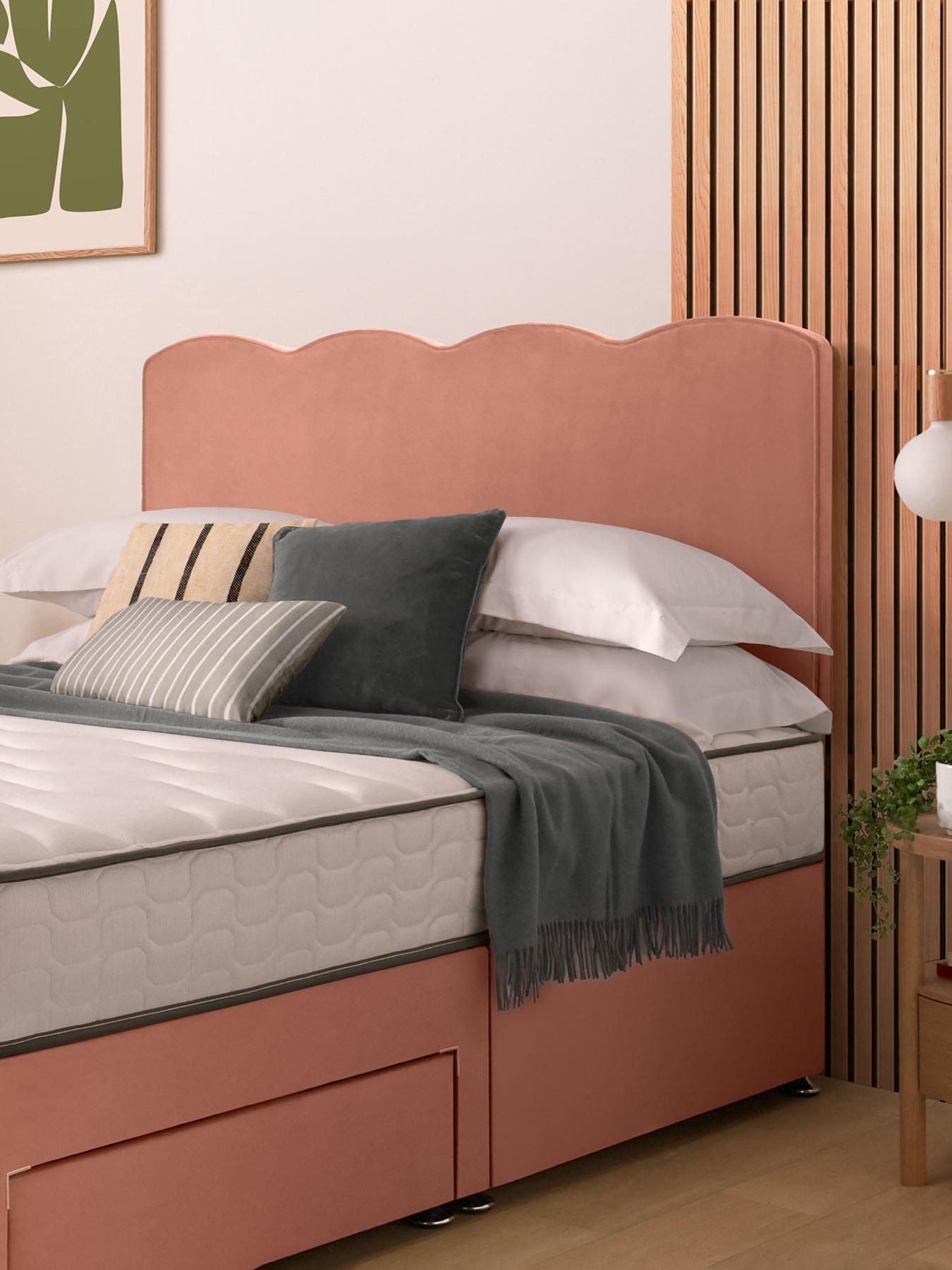 Product photograph of Silentnight Wave Headboard - Velvet - Blush from very.co.uk