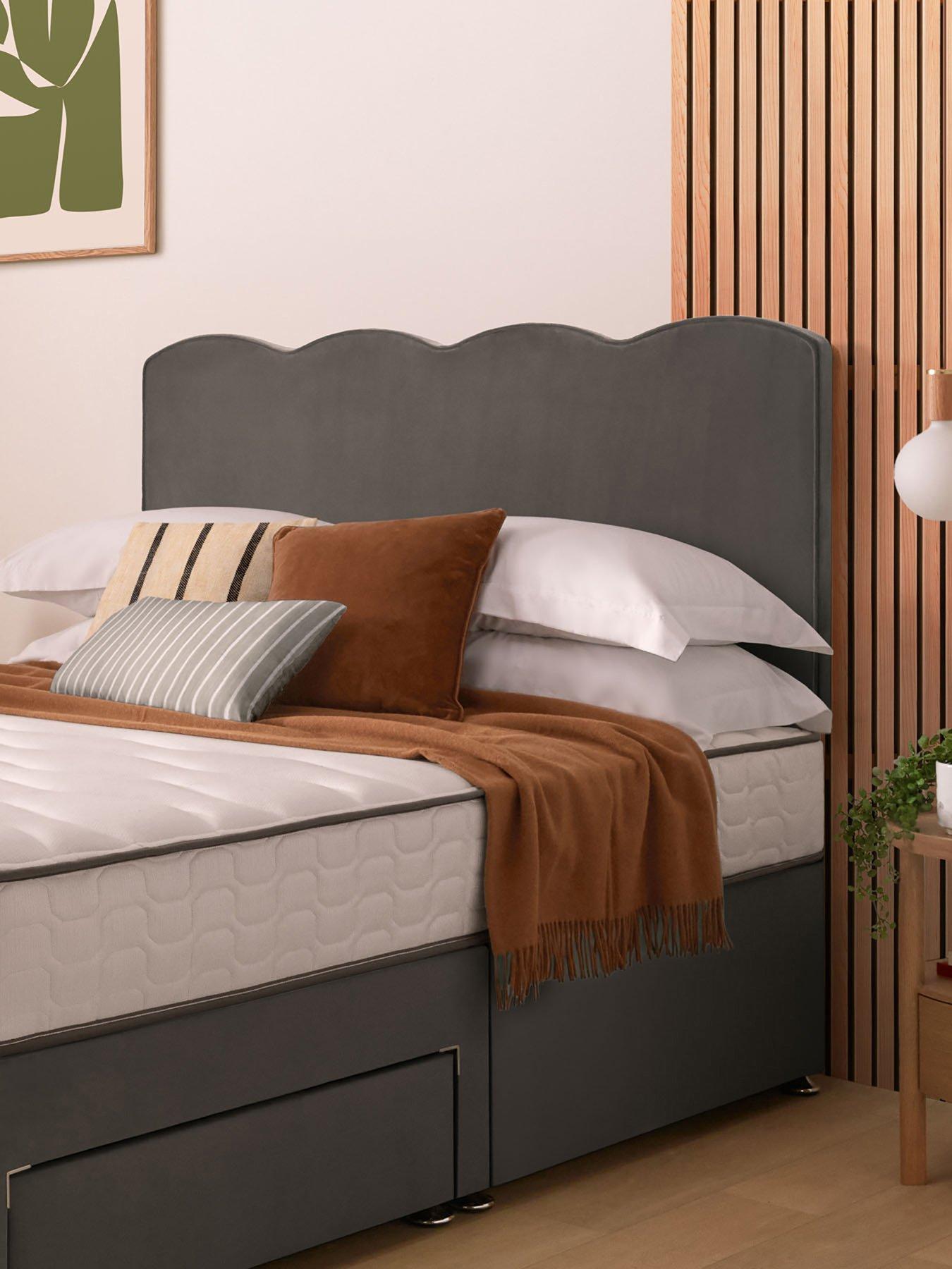 undefined Wave Headboard - Velvet - Charcoal