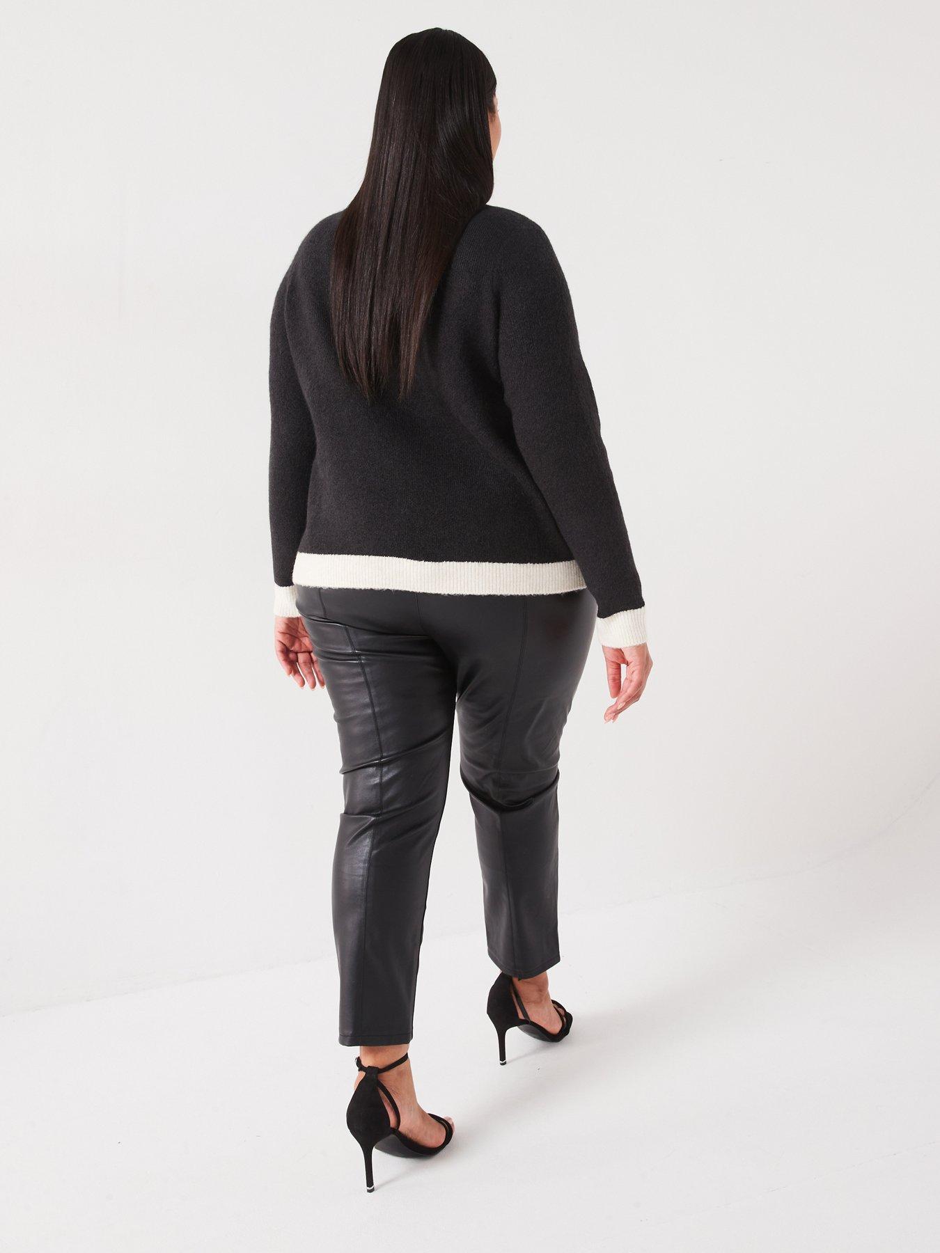 Image 6 of 6 of Vero Moda Curve Contrast Trim Button Cardigan - Black