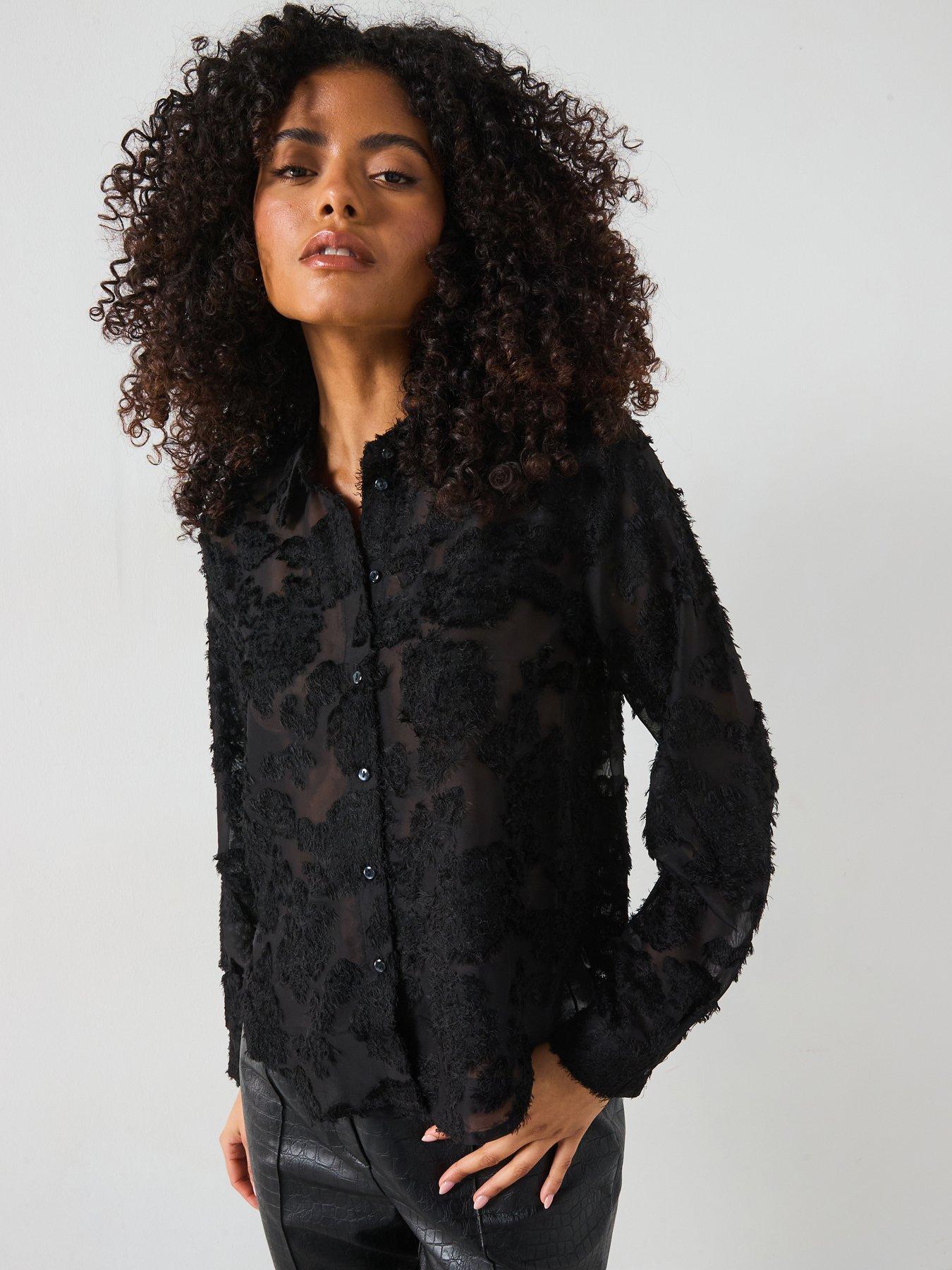undefined Sheer Textured Shirt - Black