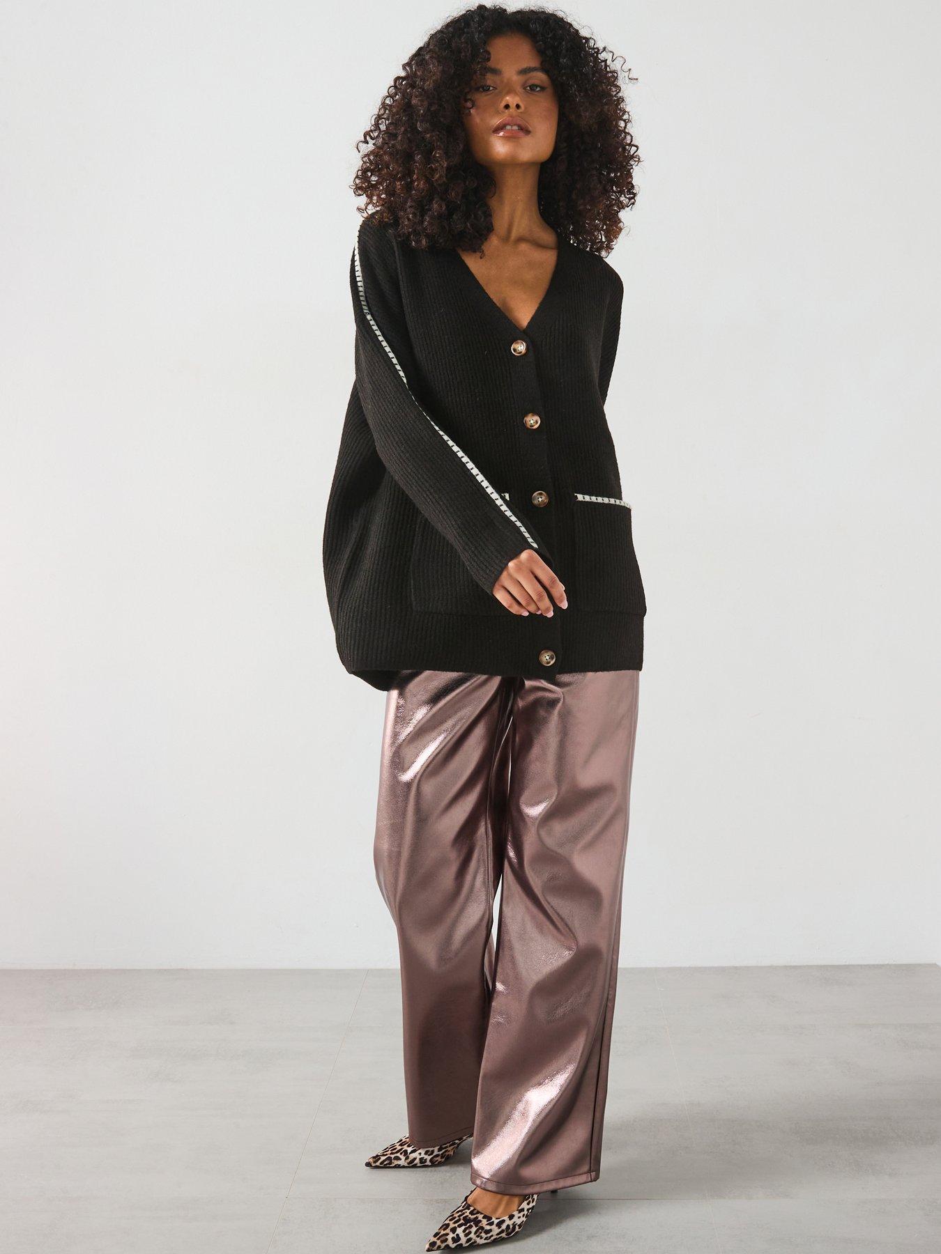 Image 3 of 6 of Vero Moda Zora Long Sleeve V-Neck Cardigan - Brown
