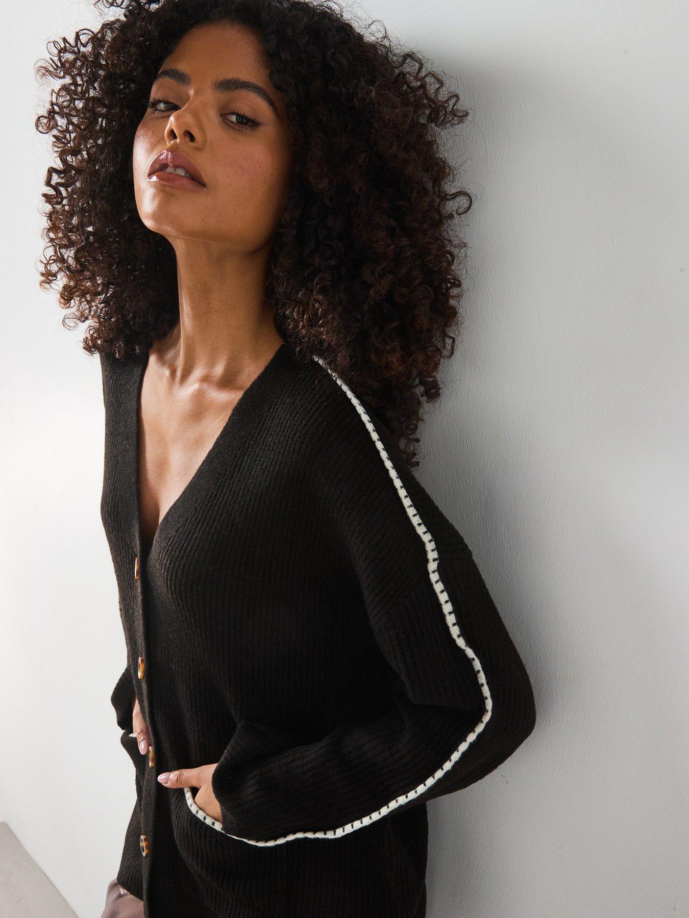 Image 5 of 6 of Vero Moda Zora Long Sleeve V-Neck Cardigan - Brown