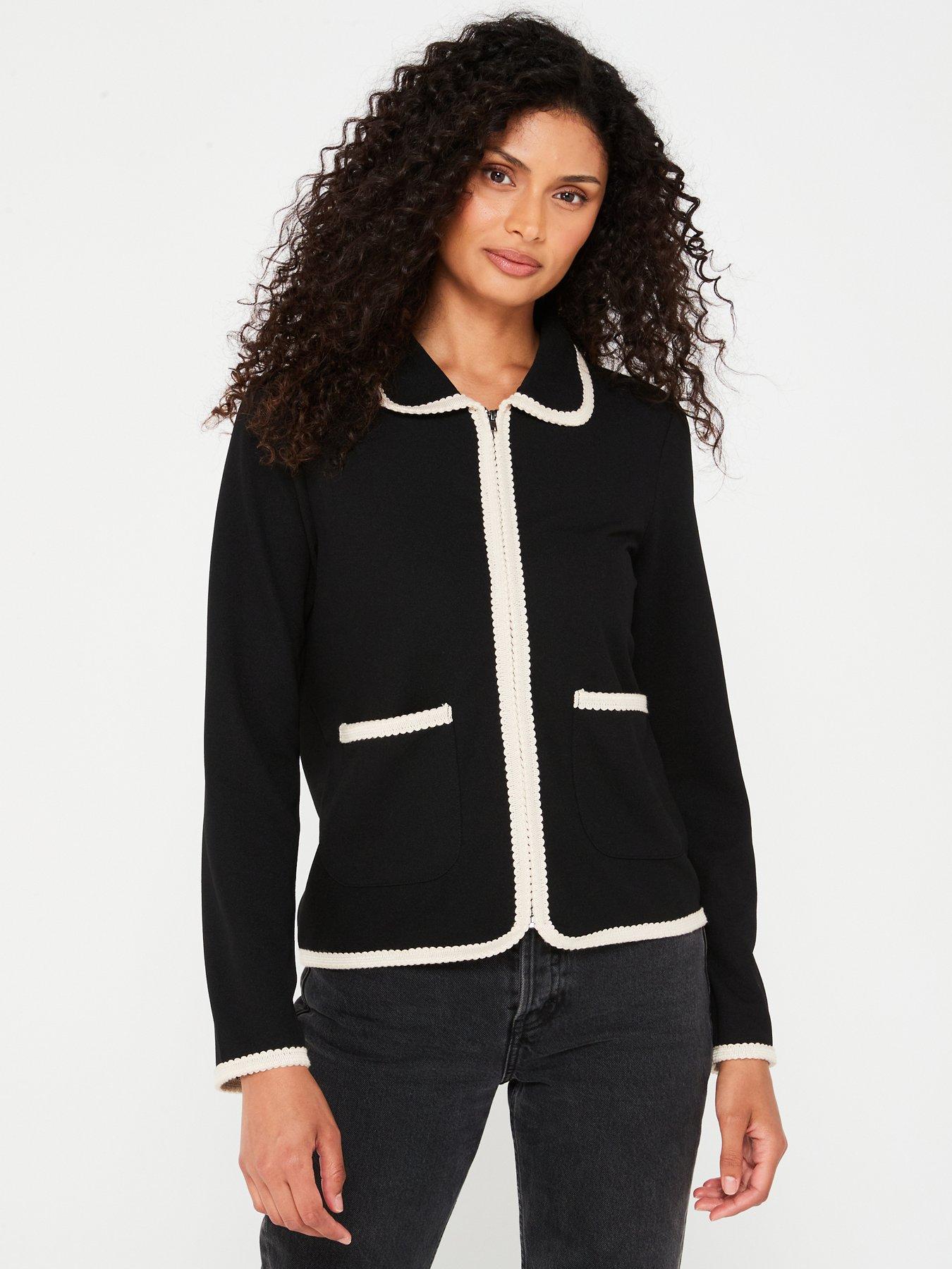 undefined Fida Long Sleeve Jersey Cardigan - Black