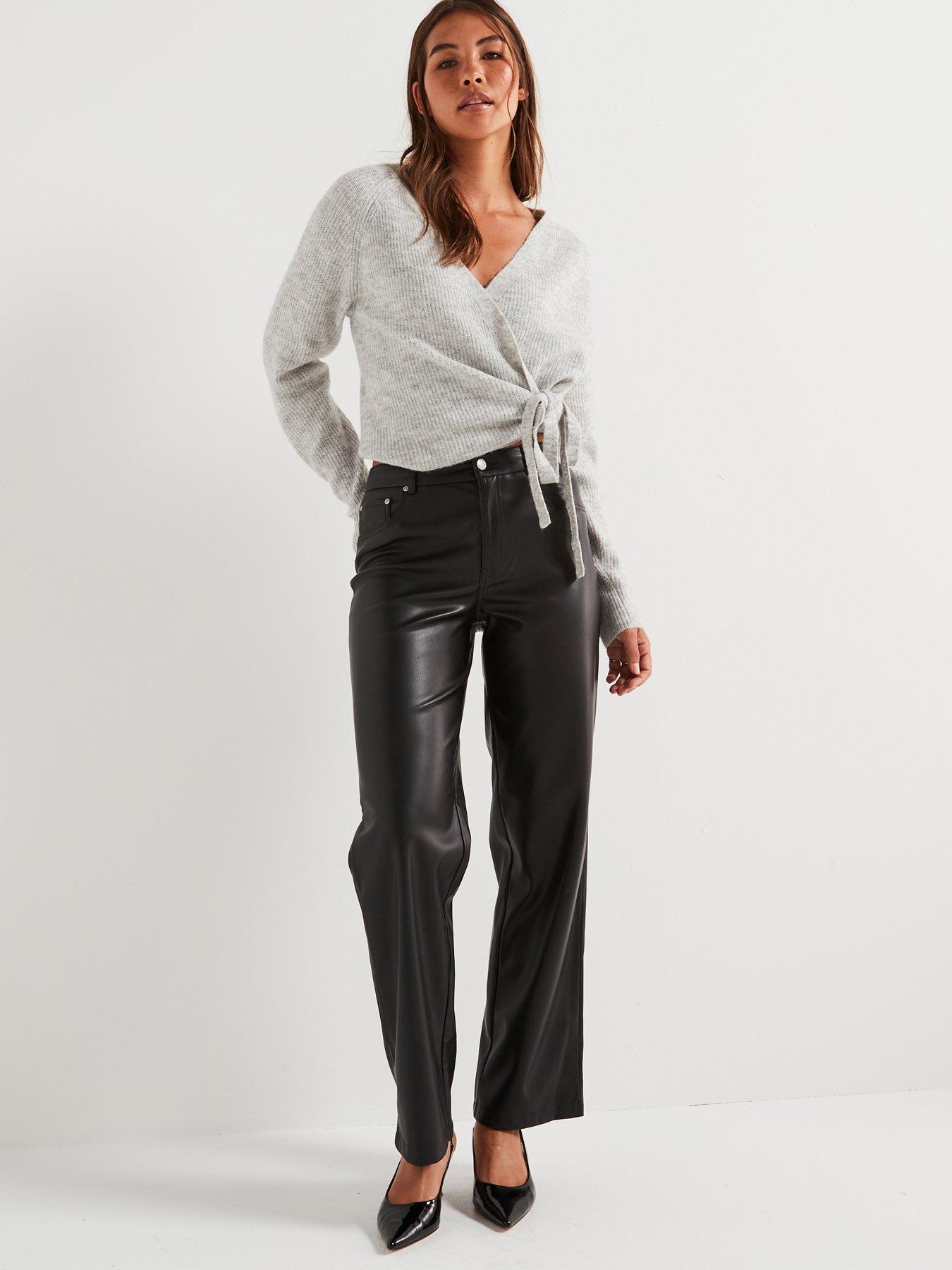 Image 3 of 6 of Vero Moda Wrap Long Sleeve V-Neck Cardigan - Grey