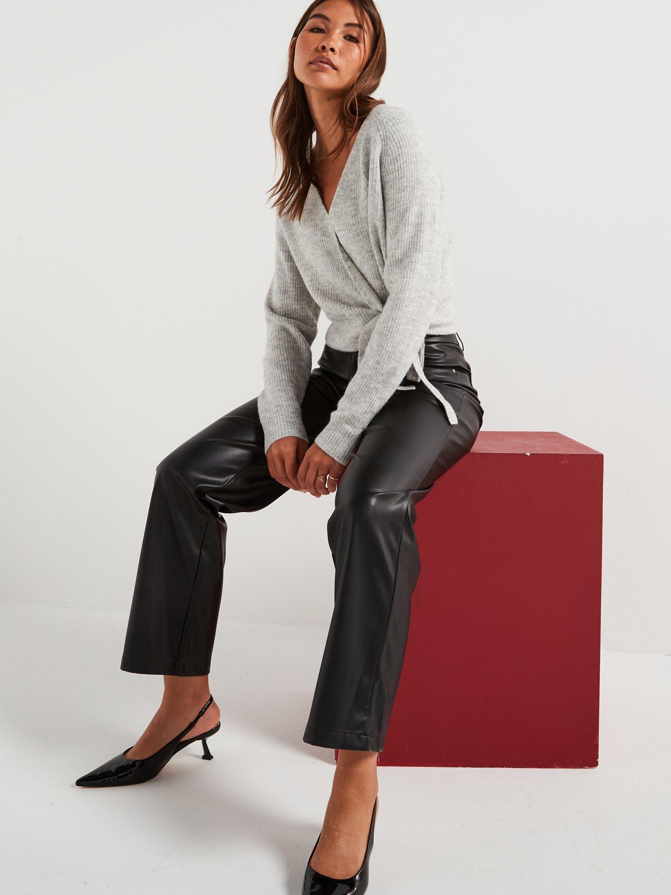 Image 5 of 6 of Vero Moda Wrap Long Sleeve V-Neck Cardigan - Grey