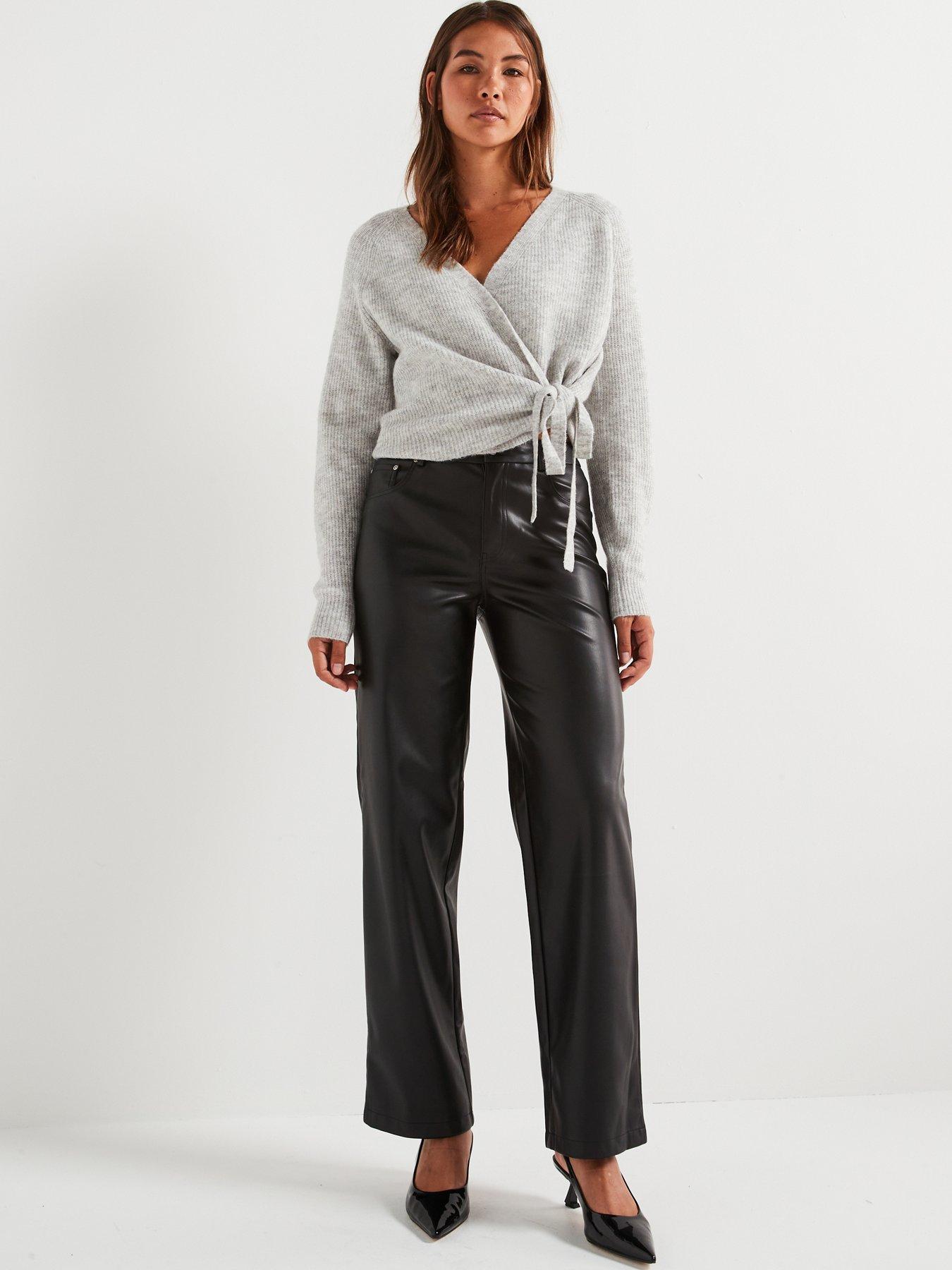 Image 6 of 6 of Vero Moda Wrap Long Sleeve V-Neck Cardigan - Grey