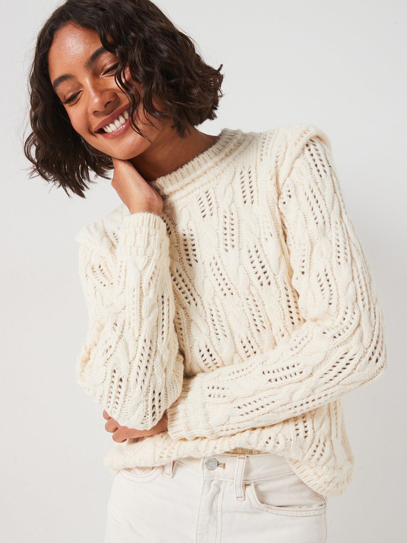 undefined Shoulder Detail Knitted Jumper - Cream