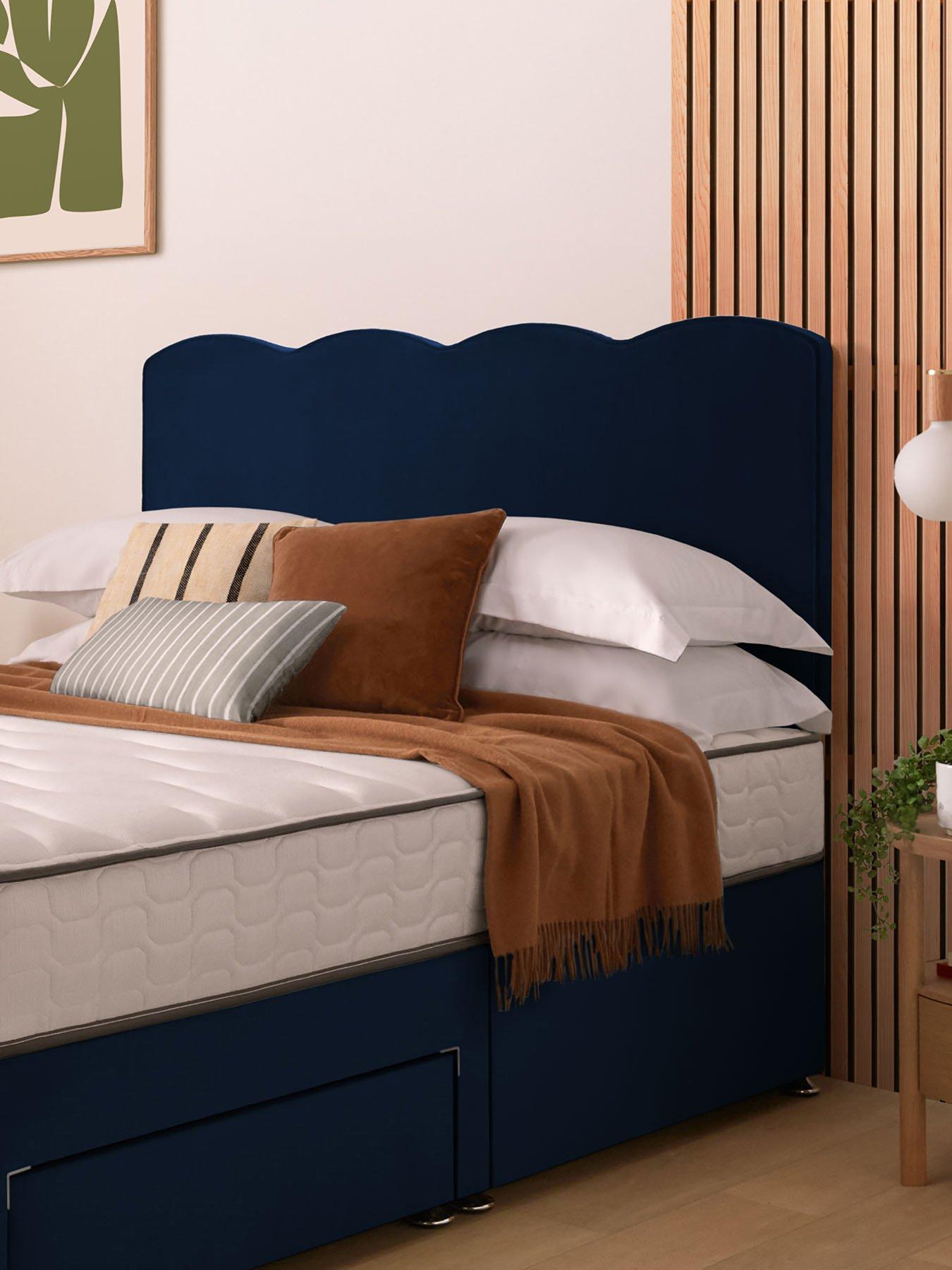 Product photograph of Silentnight Wave Headboard - Velvet - Navy from very.co.uk