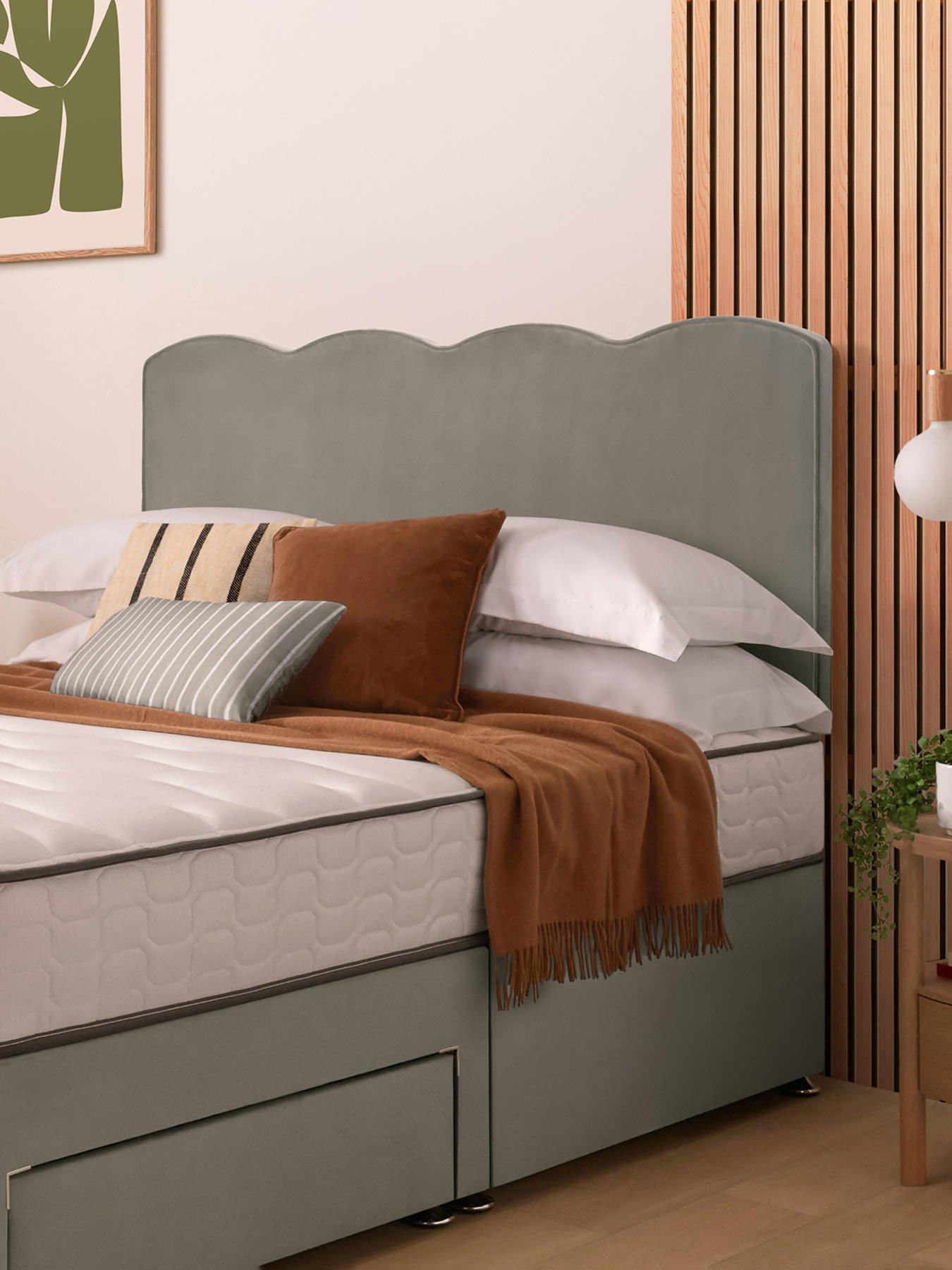 undefined Wave Headboard - Velvet - Silver