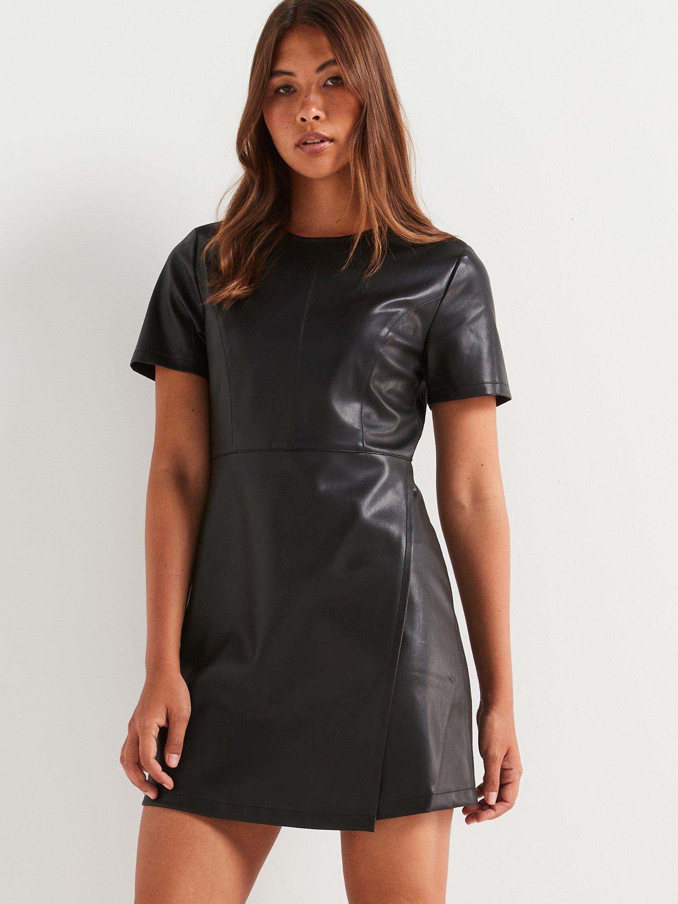 Black leather dress uk online