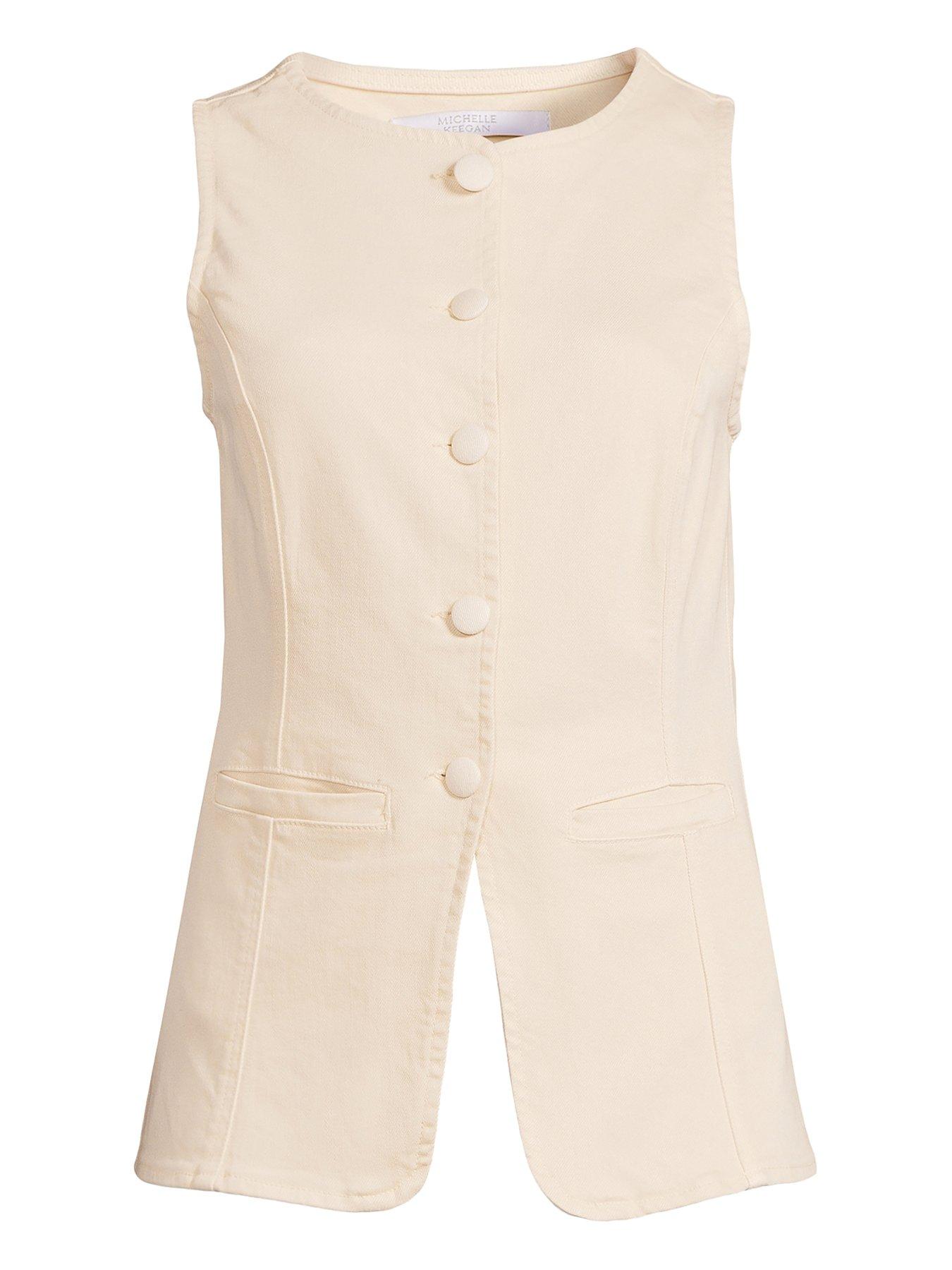 Michelle Keegan Denim Waistcoat Cream